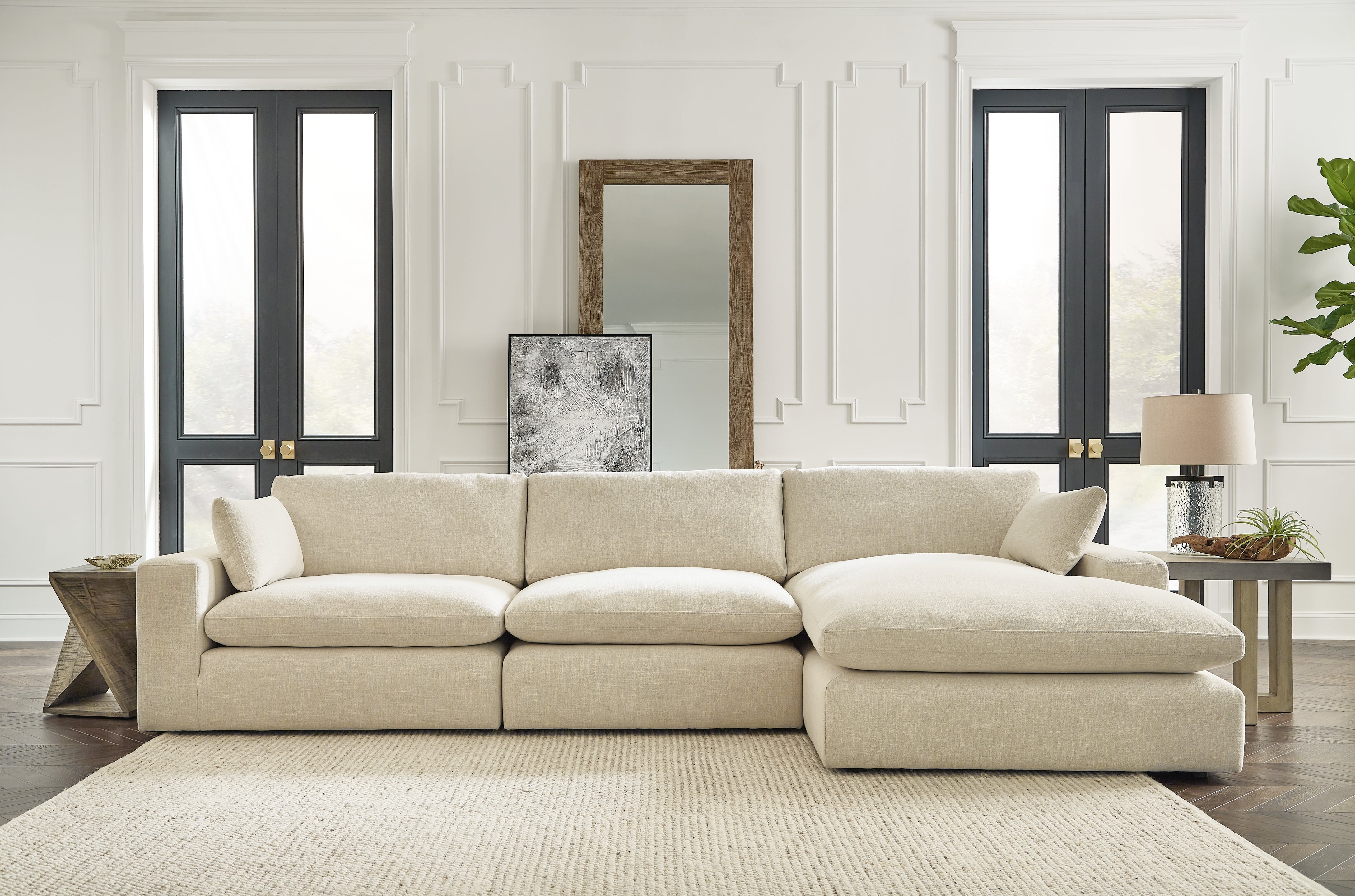 Diamond Furniture - Ashley Furniture - Elyza 3-Piece Sectional with Chaise - RAF 3-Piece Sectional with Chaise - 10006S4