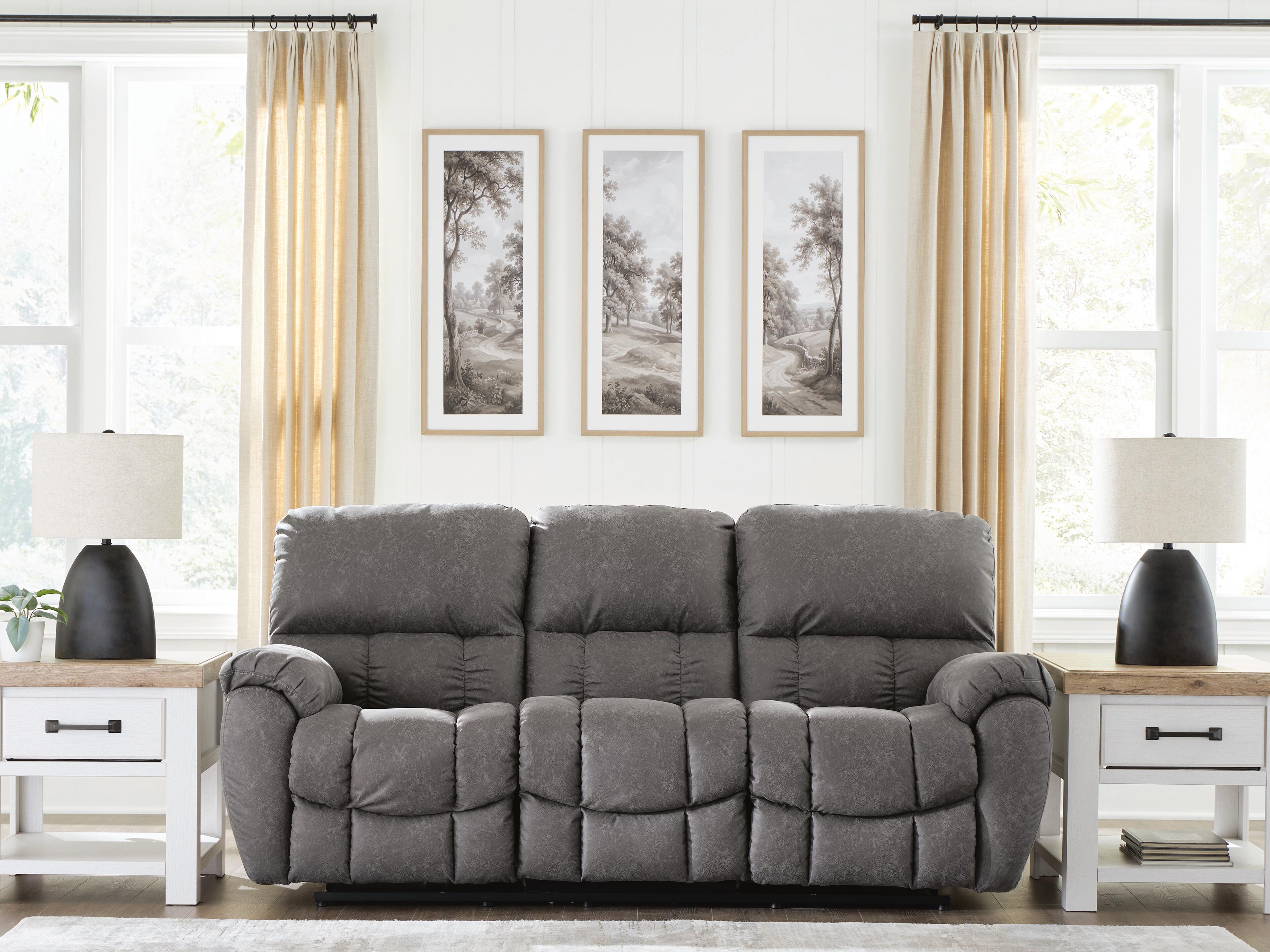 Diamond Furniture - Ashley Furniture - Bakerstein Power Reclining Sofa - PWR REC Sofa with ADJ Headrest - PC1250315