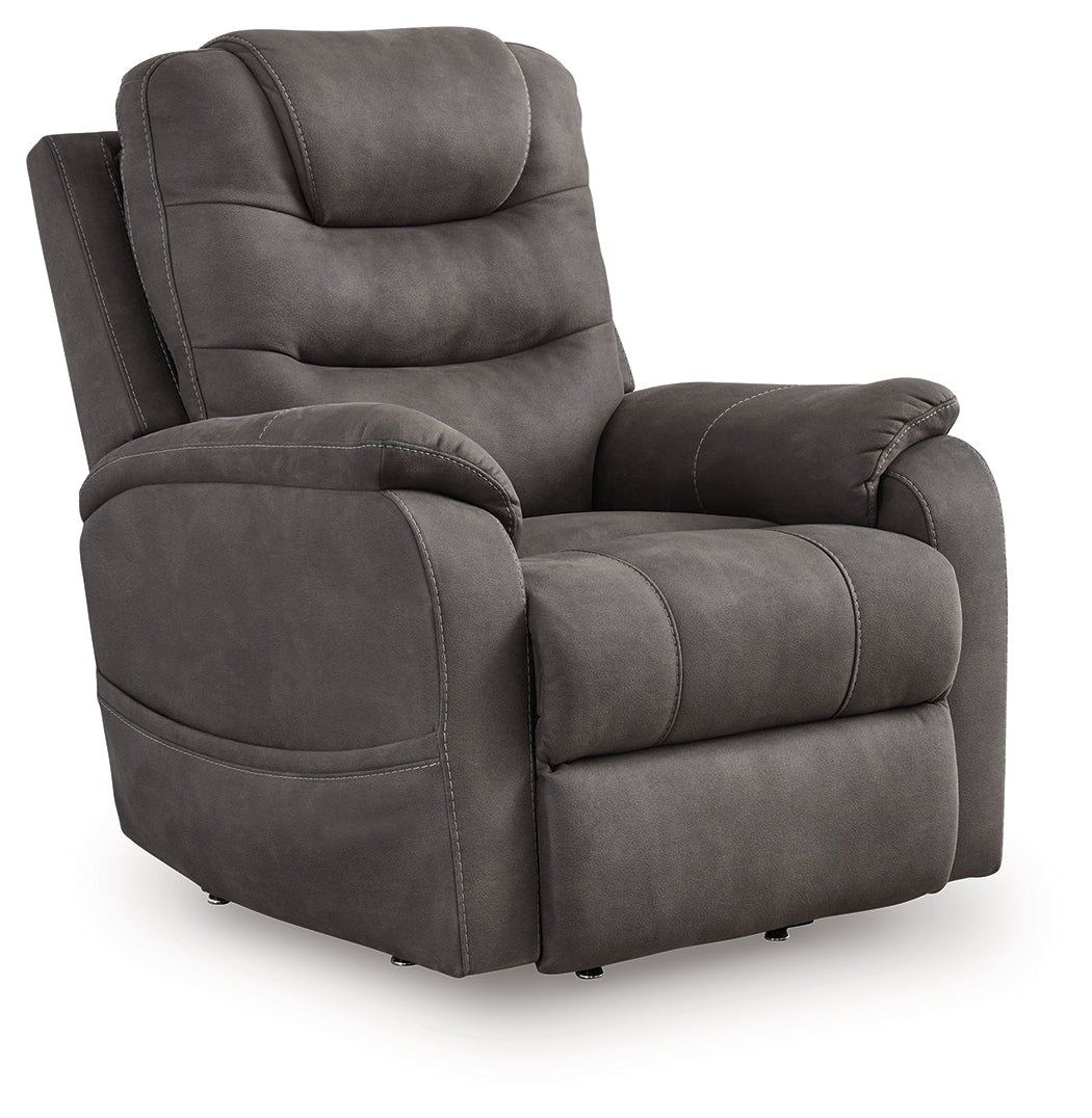 Diamond Furniture - Ashley Furniture - Snowfield Power Lift Recliner - Power Lift Recliner / Gunmetal - 1760912