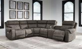 Diamond Furniture - Ashley Furniture - Hoopster Sectional - 6-Piece Power Reclining Sectional / Gunmetal - 23703S5