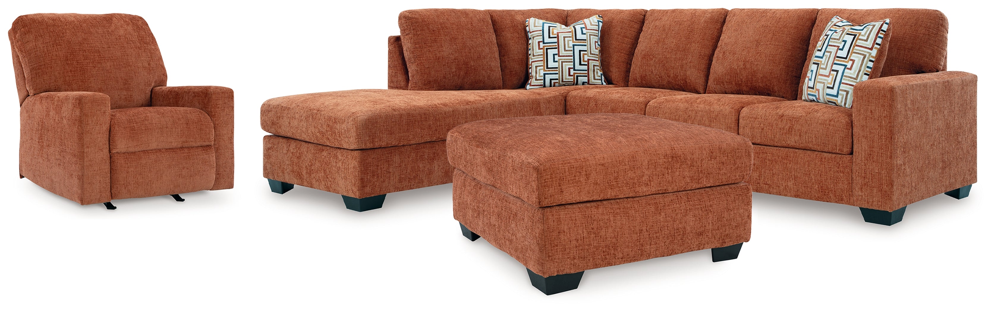 Diamond Furniture - Ashley Furniture - Aviemore 2-Piece Sectional with Chaise, Recliner and Ottoman - 2-Piece Sectional with Chaise, Recliner and Ottoman - 24304U3