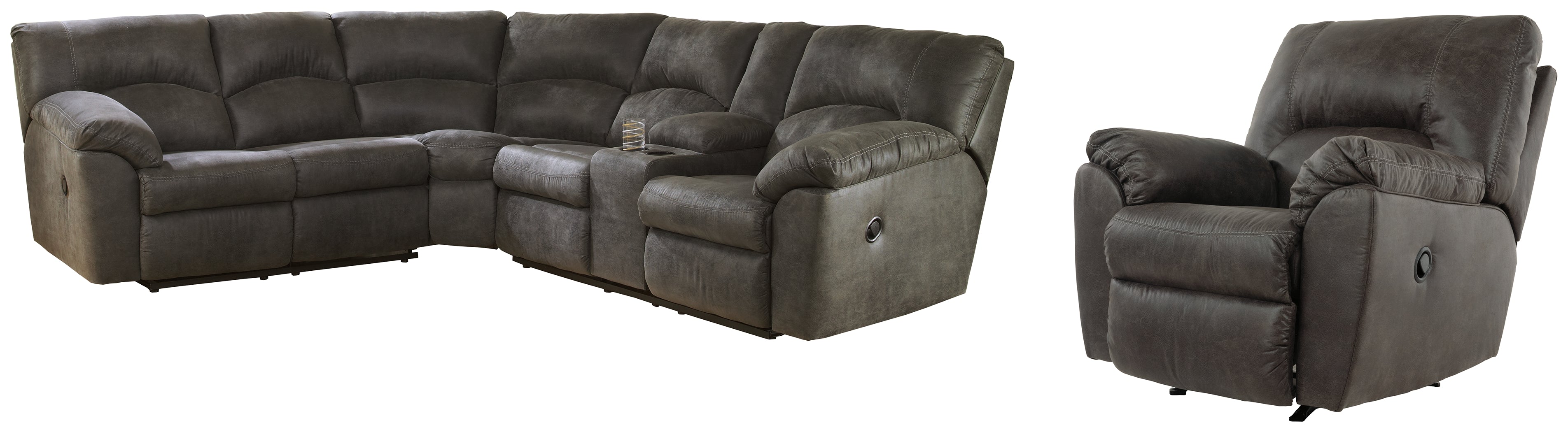 Diamond Furniture - Ashley Furniture - Tambo 2-Piece Sectional with Recliner - 2-Piece Sectional with Recliner - 27801U1