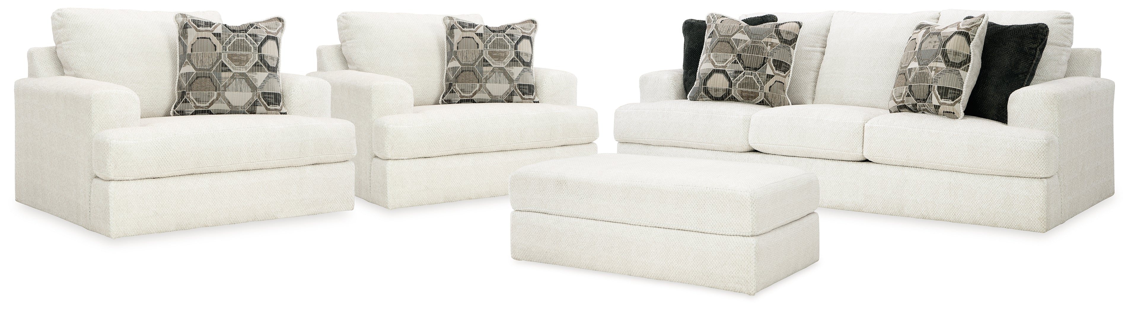 Diamond Furniture - Ashley Furniture - Karinne Sofa, 2 Chairs and Ottoman - Sofa, 2 Chairs and Ottoman - 31403U7