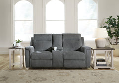 Diamond Furniture - Ashley Furniture - Barnsana Power Reclining Loveseat with Console - DBL REC PWR Loveseat w/Console - 3320296