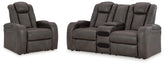 Diamond Furniture - Ashley Furniture - Fyne-Dyme Power Reclining Loveseat and Recliner - Power Reclining Loveseat and Recliner - 36602U4