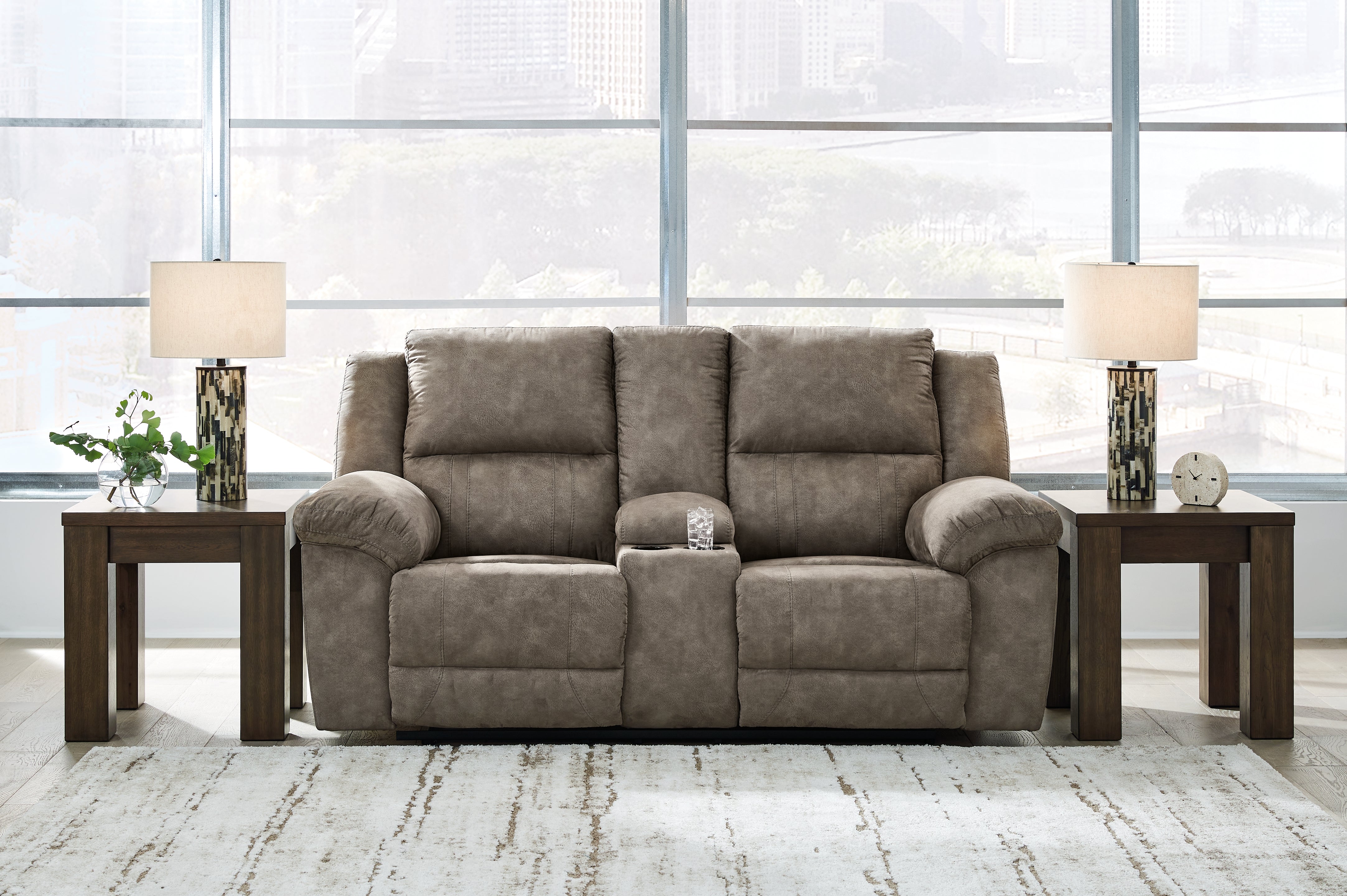 Diamond Furniture - Ashley Furniture - Laresview Reclining Loveseat with Console - DBL Rec Loveseat w/Console - 3720394