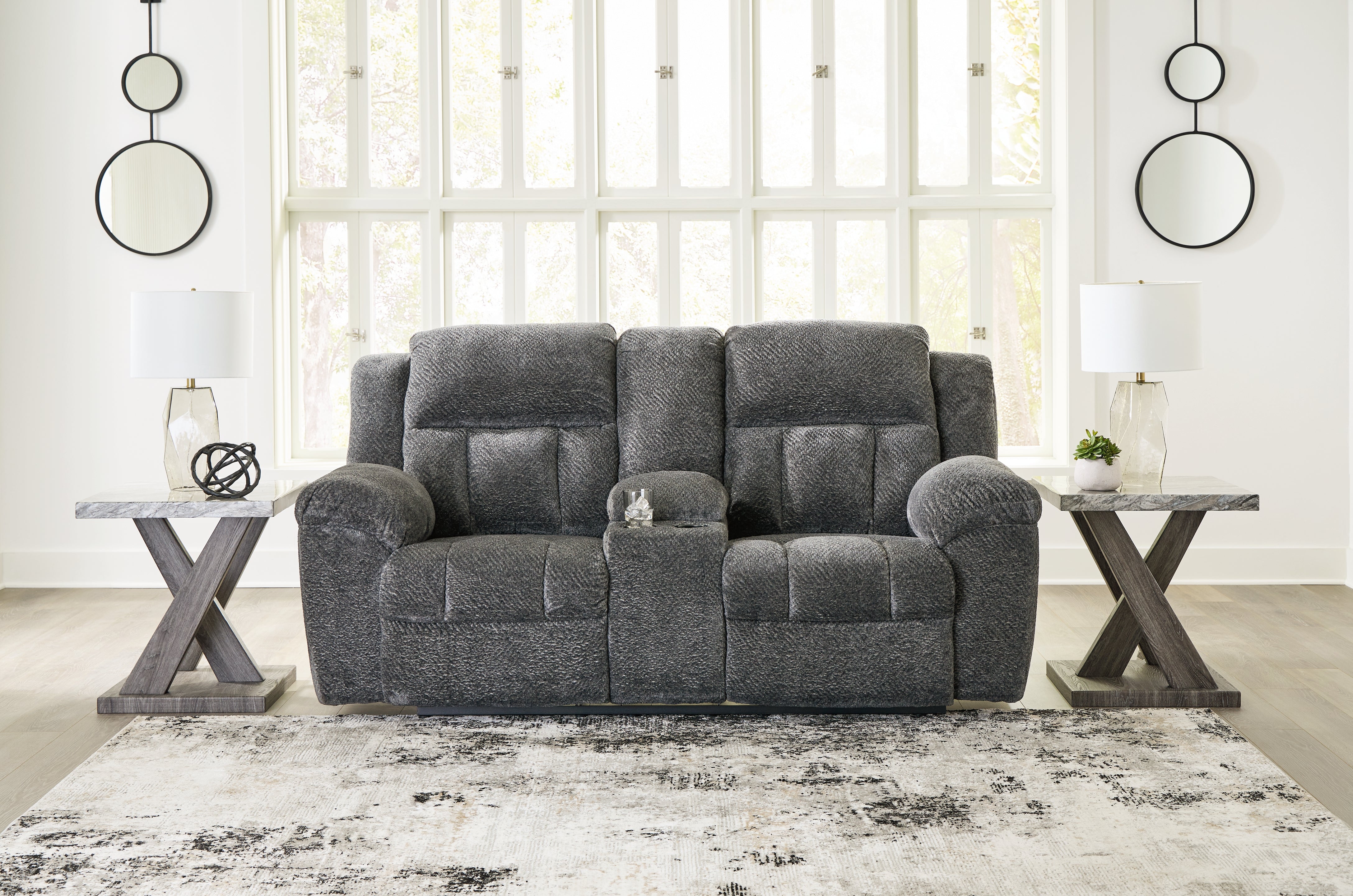 Diamond Furniture - Ashley Furniture - Frohn Reclining Loveseat with Console - DBL Rec Loveseat w/Console - 3740694
