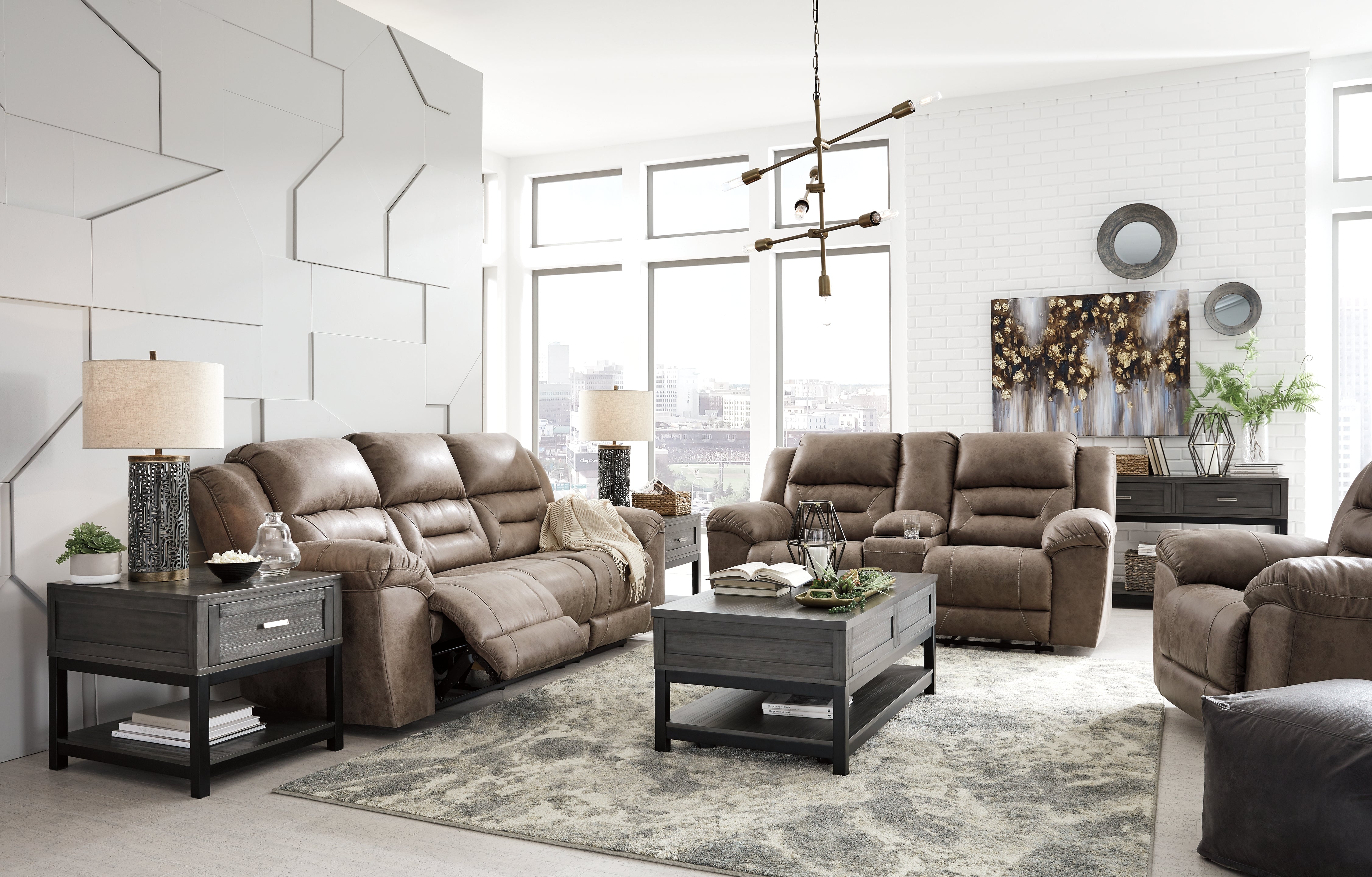 Diamond Furniture - Ashley Furniture - Stoneland Reclining Sofa, Loveseat and Recliner - Reclining Sofa, Loveseat and Recliner - 39905U6