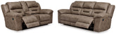 Diamond Furniture - Ashley Furniture - Stoneland Reclining Sofa and Power Reclining Loveseat - Reclining Sofa and Power Reclining Loveseat - 39905U4
