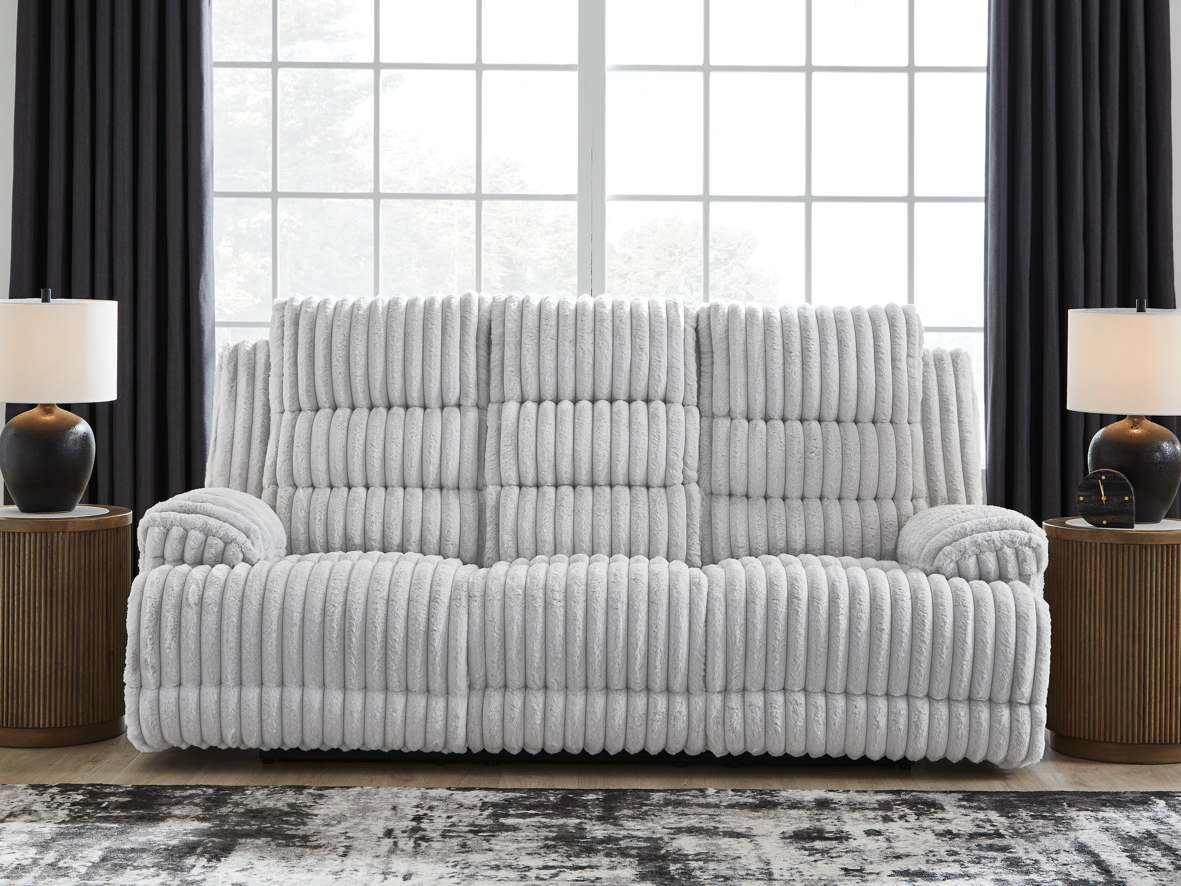 Diamond Furniture - Ashley Furniture - Rhines Falls Power Reclining Sofa with Drop Down Table - REC PWR Sofa w/Drop Down Table - PC4280499