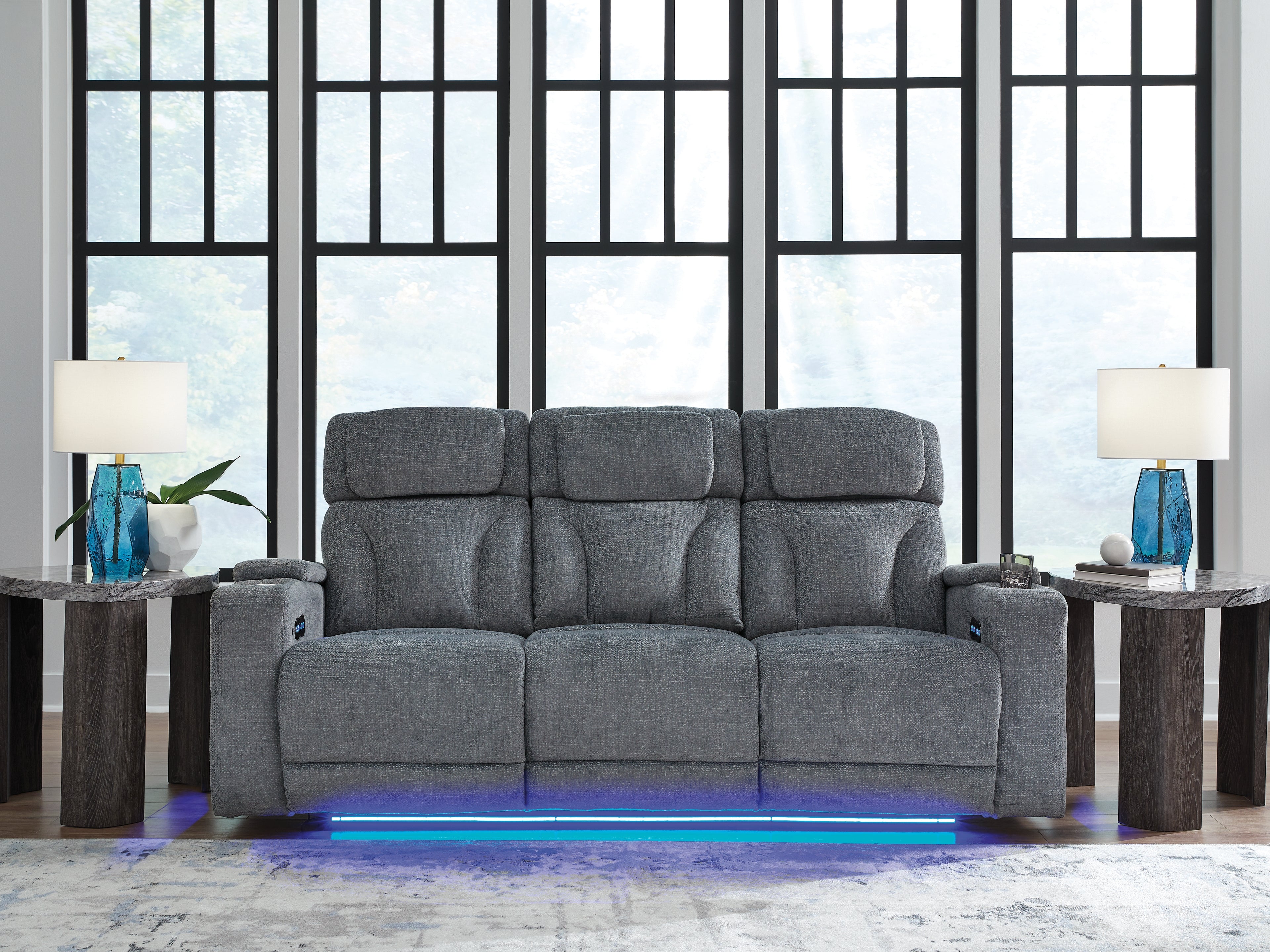 Diamond Furniture - Ashley Furniture - Studio Cave Power Reclining Sofa - PWR REC Sofa with ADJ Headrest - PC4980215