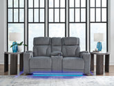 Diamond Furniture - Ashley Furniture - Studio Cave Power Reclining Loveseat with Console - PWR REC Loveseat/CON/ADJ HDRST - PC4980218
