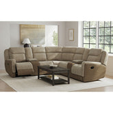 3 Piece Motion Sectional Set With Console in Rancho Beige