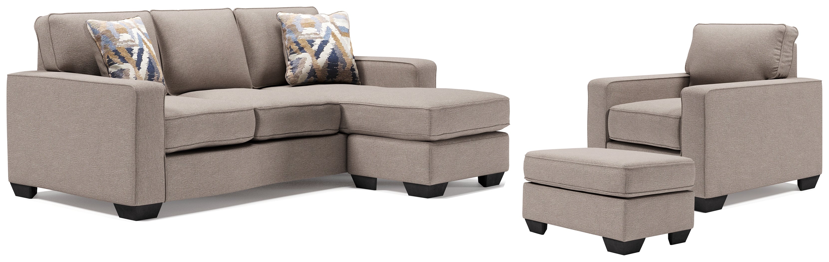 Diamond Furniture - Ashley Furniture - Greaves Sofa Chaise, Chair, and Ottoman - Sofa Chaise, Chair, and Ottoman - 55104U3
