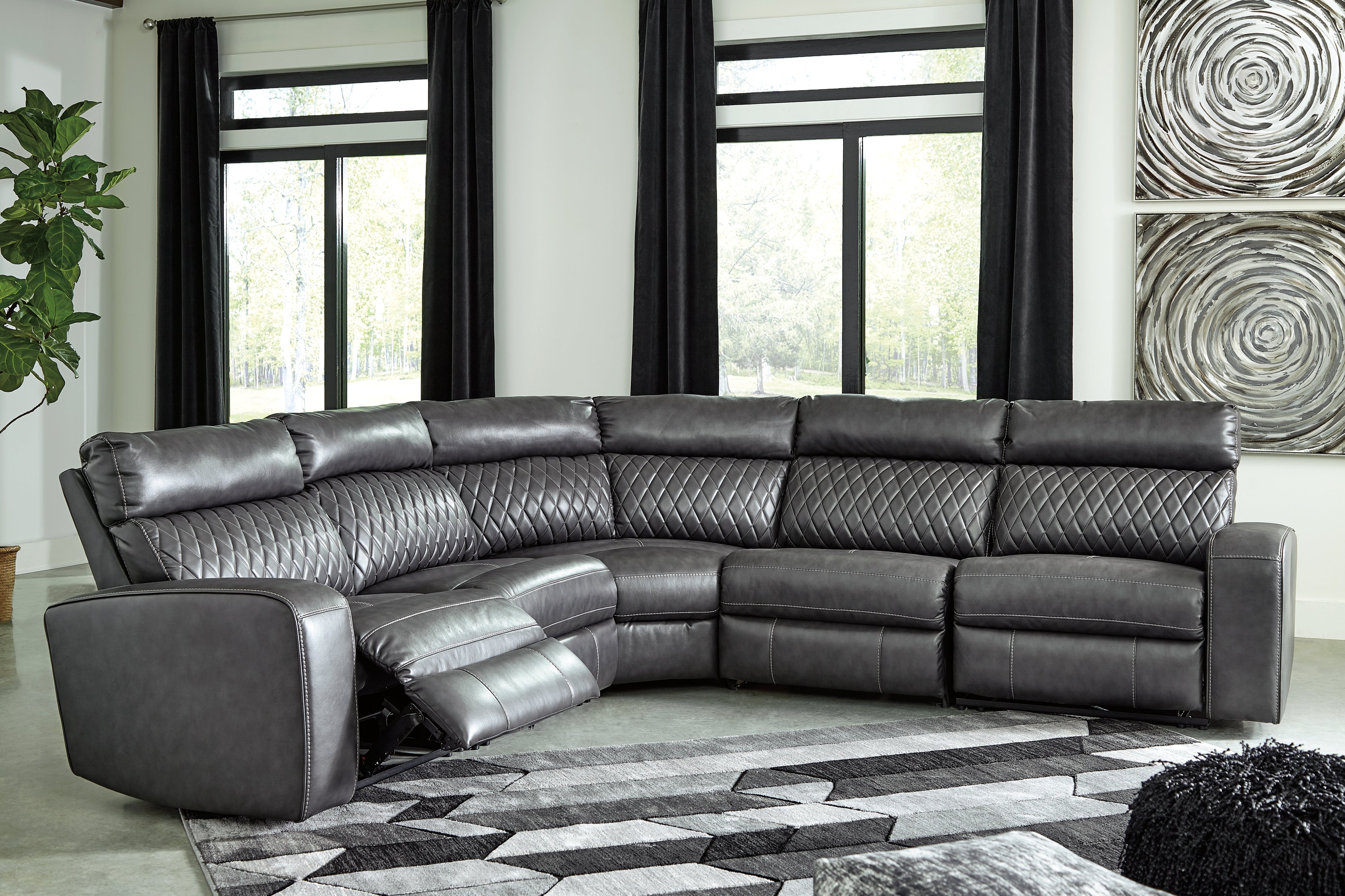 Diamond Furniture - Ashley Furniture - Samperstone 5-Piece Power Reclining Sectional - 5-Piece Power Reclining Sectional - 55203S1