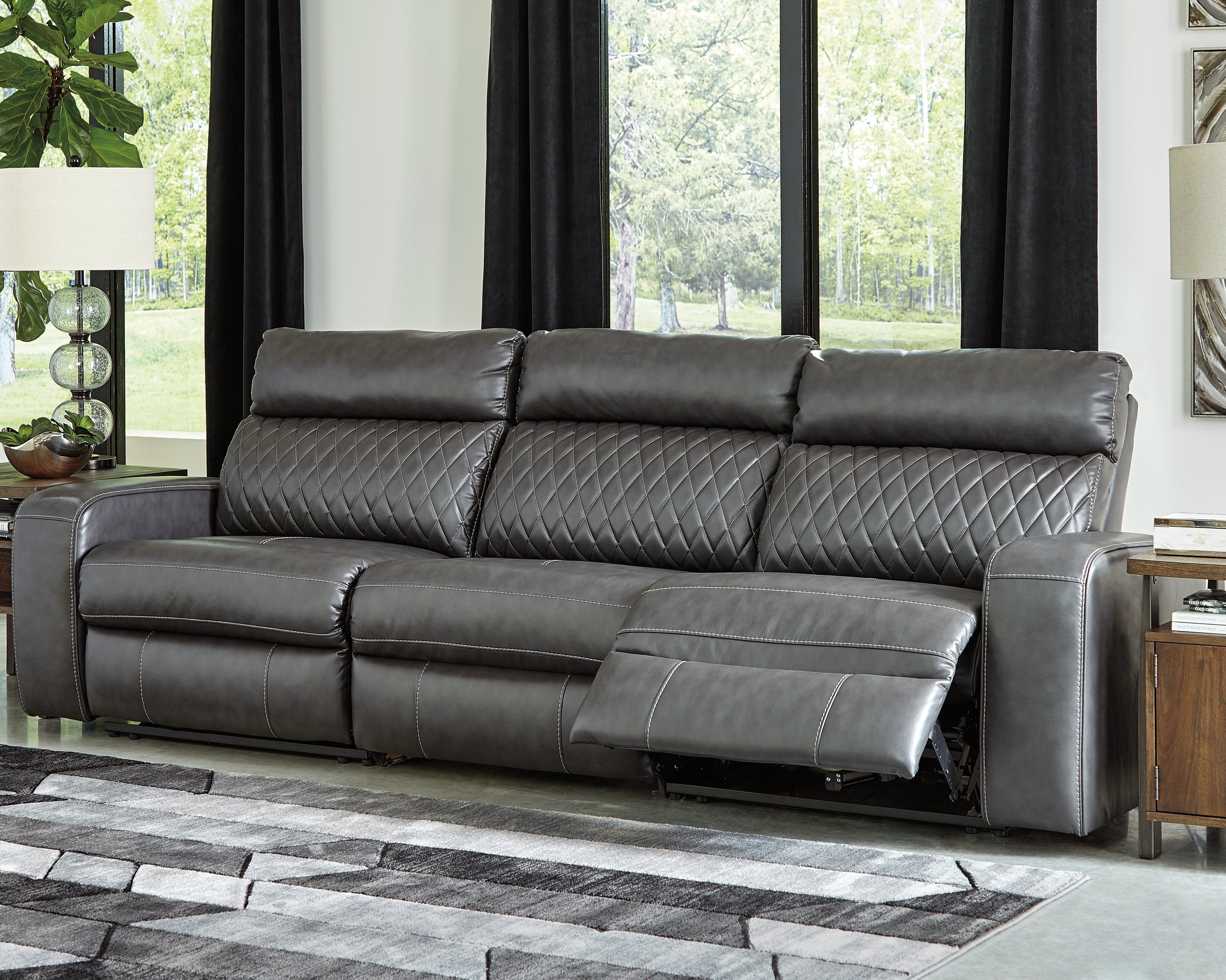 Diamond Furniture - Ashley Furniture - Samperstone 3-Piece Power Reclining Sectional Sofa - 3-Piece Power Reclining Sectional Sofa - 55203S4