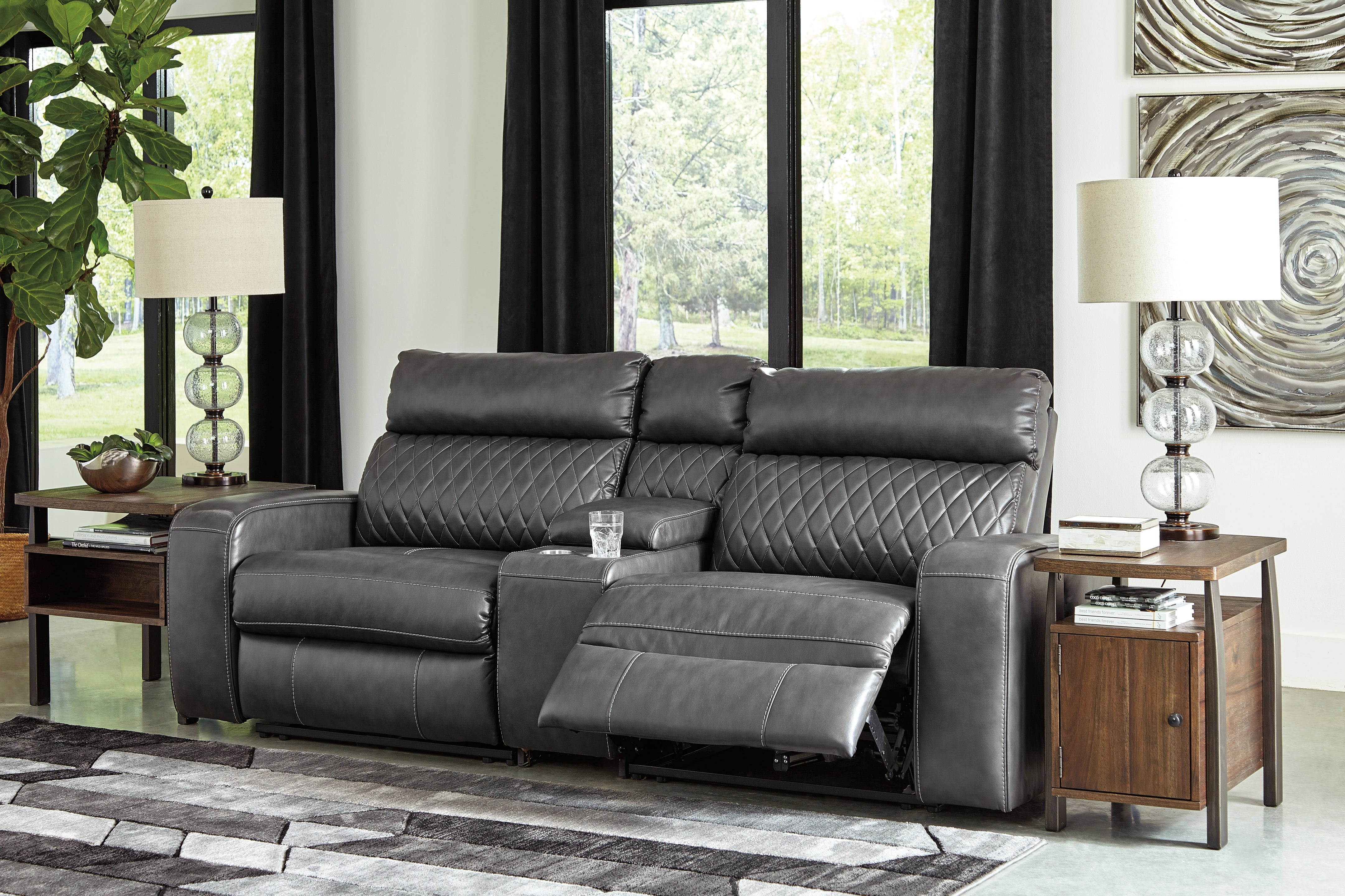 Diamond Furniture - Ashley Furniture - Samperstone 3-Piece Power Reclining Sectional Loveseat - 3-Piece Power Reclining Sectional Loveseat - 55203S3