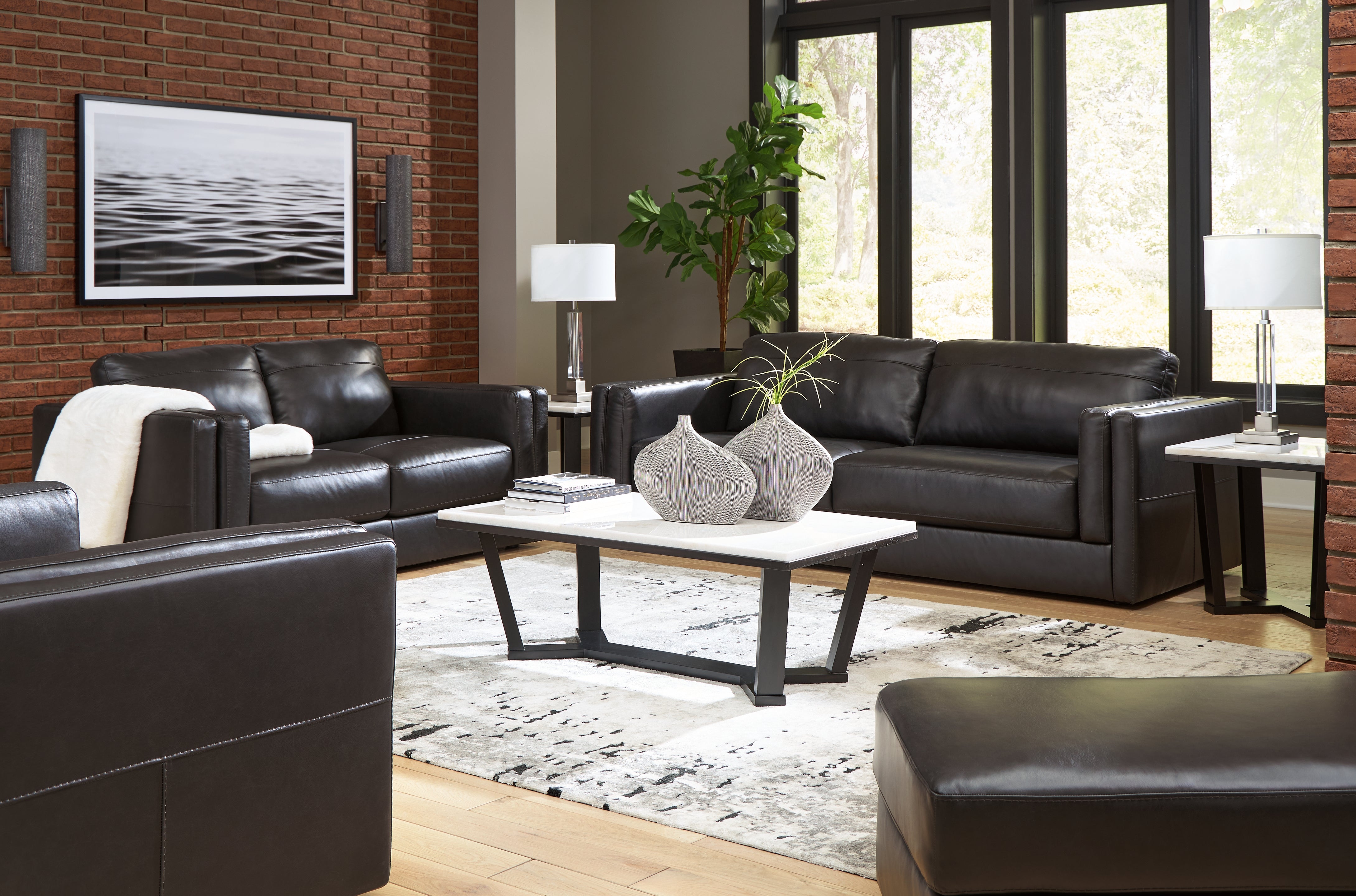 Diamond Furniture - Ashley Furniture - Amiata Sofa, Loveseat, Oversized Chair and Ottoman - Sofa, Loveseat, Oversized Chair and Ottoman - 57405U4
