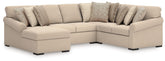 Diamond Furniture - Ashley Furniture - LadyMae 4-Piece Sectional with Chaise - RAF 4-Piece Sectional with Chaise - 59404S7