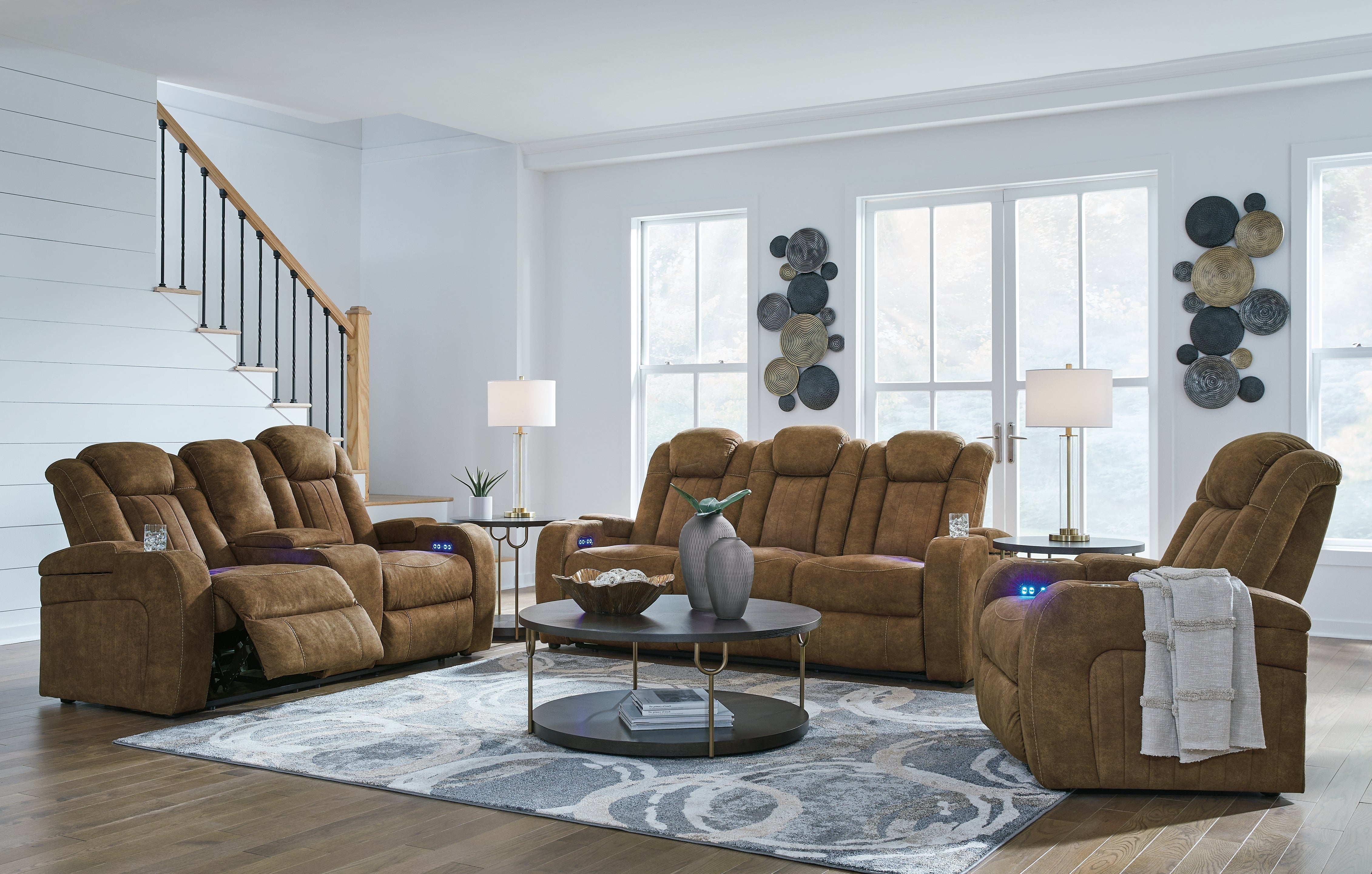 Diamond Furniture - Ashley Furniture - Wolfridge Power Reclining Sofa, Loveseat and Recliner - Power Reclining Sofa, Loveseat and Recliner - 60703U2