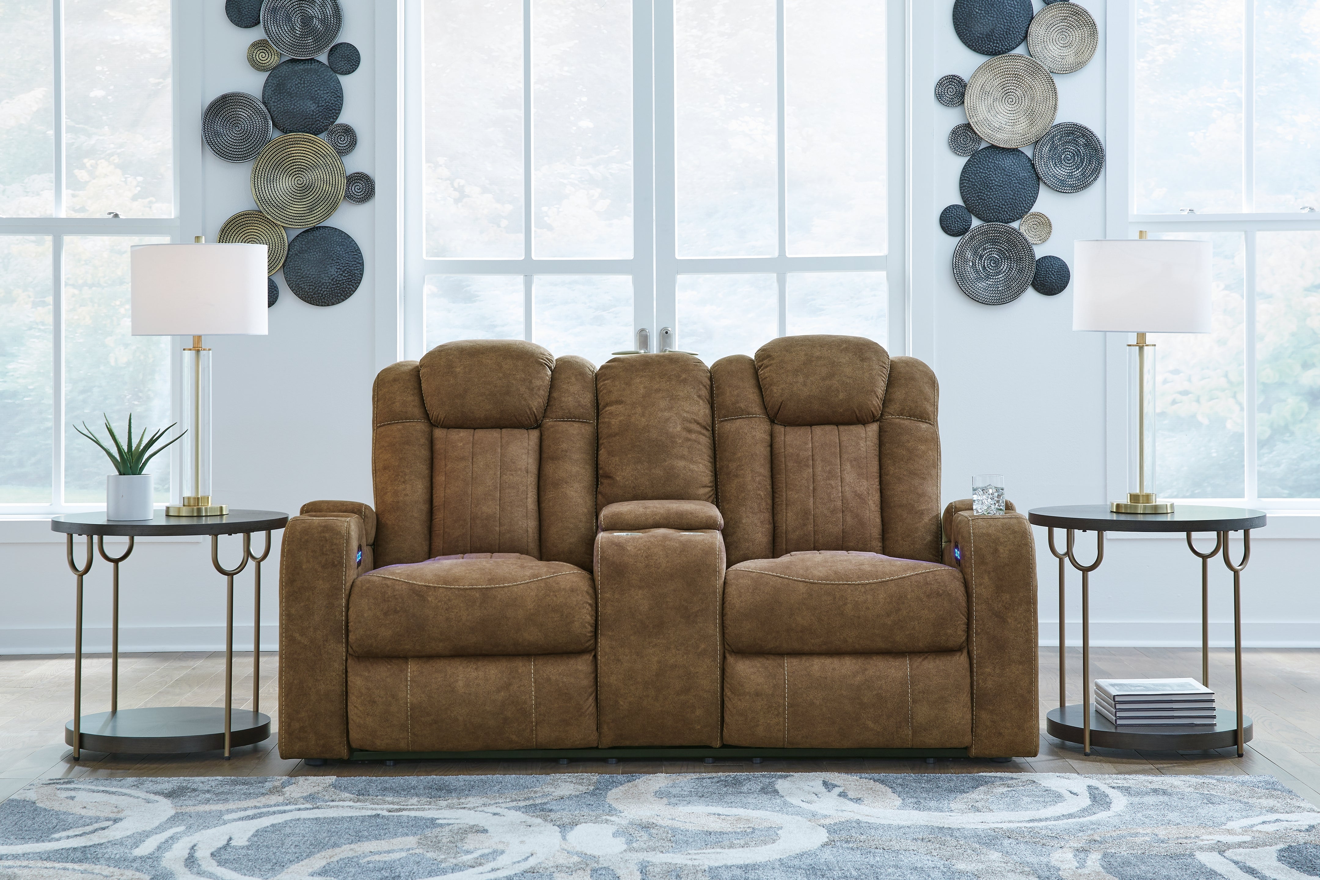 Diamond Furniture - Ashley Furniture - Wolfridge Power Reclining Loveseat - PWR REC Loveseat/CON/ADJ HDRST - 6070318