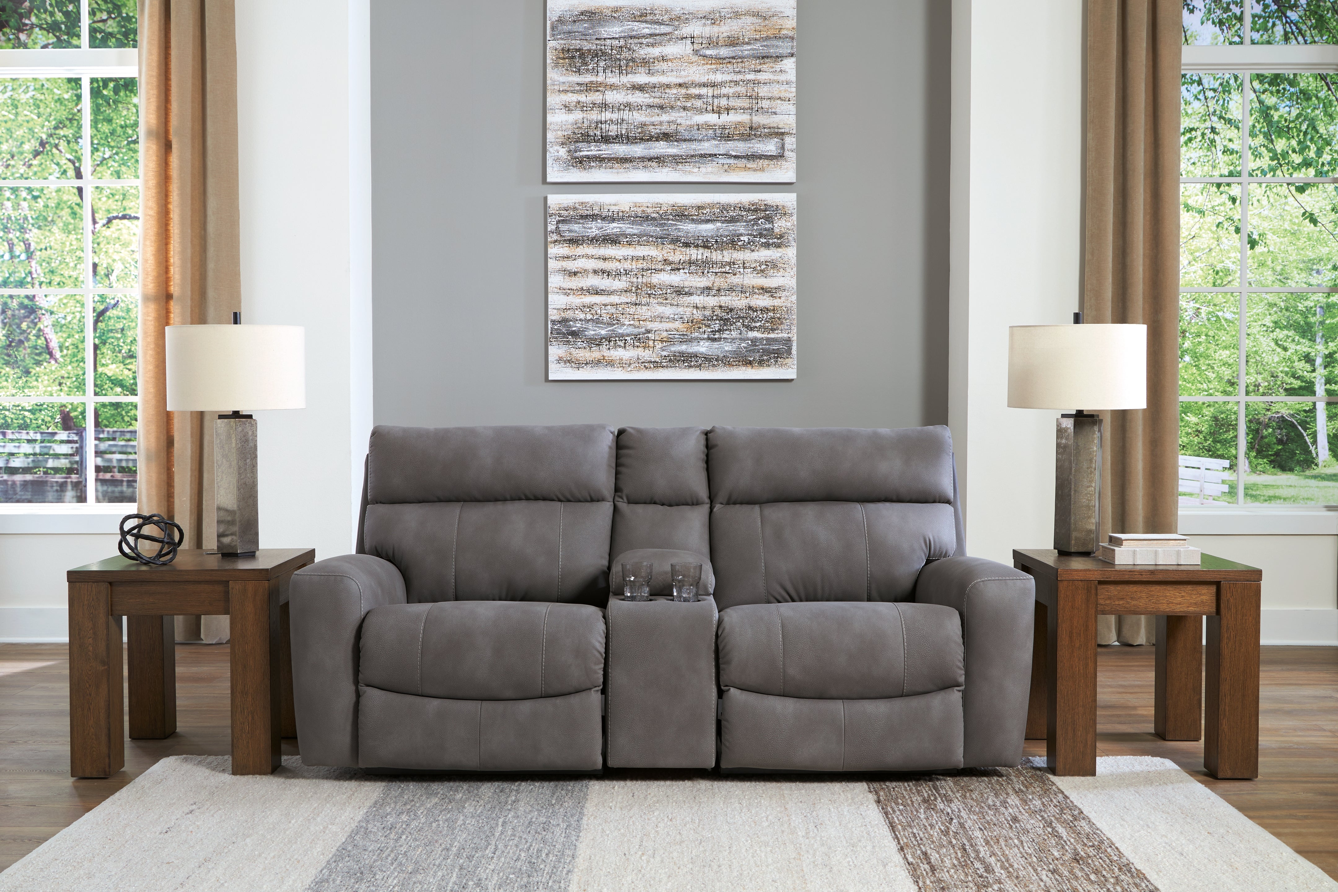 Diamond Furniture - Ashley Furniture - Next-Gen DuraPella 3-Piece Power Reclining Sectional Loveseat with Console - 3-Piece Power Reclining Sectional Loveseat with Console - 61003S3