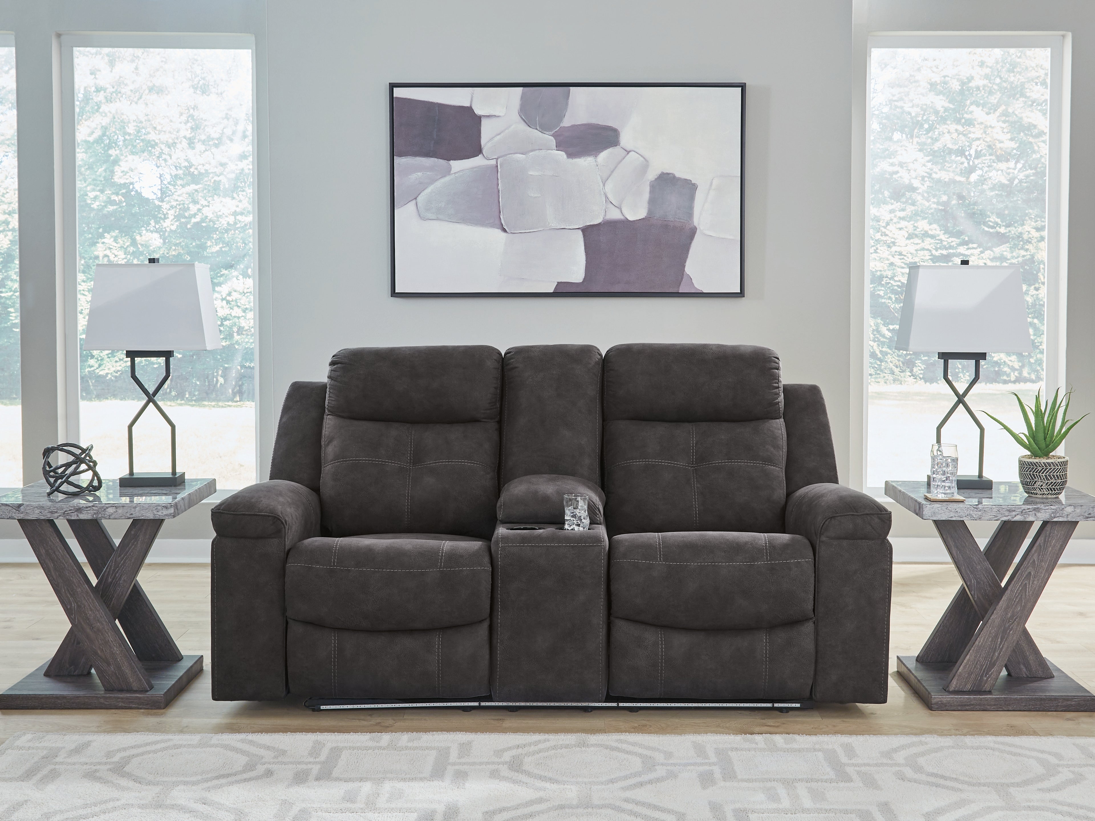 Diamond Furniture - Ashley Furniture - Brysonview Reclining Loveseat with Console - DBL Rec Loveseat w/Console - 6360594