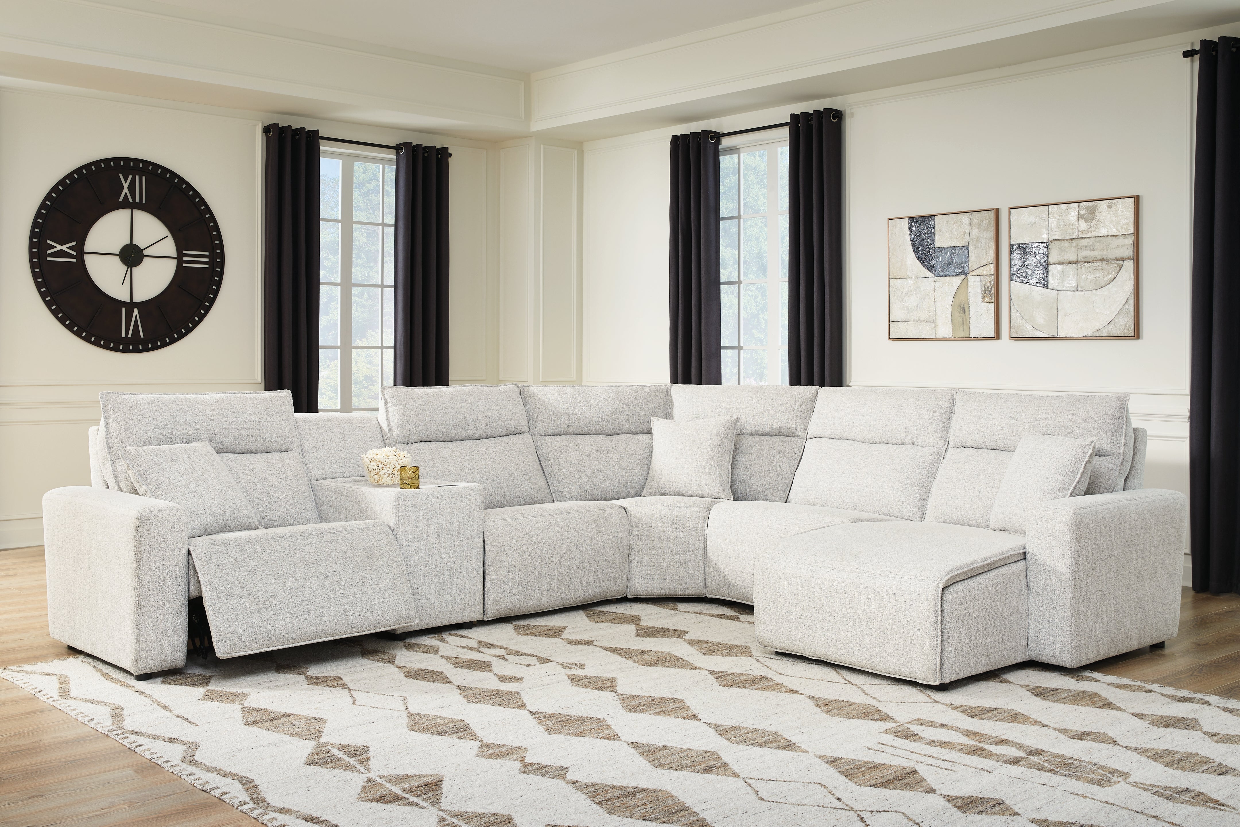 Diamond Furniture - Ashley Furniture - Modmax II 6-Piece Power Reclining Sectional with Chaise and Console - 6-Piece Power Reclining Sectional with Chaise and Console - 65907S6