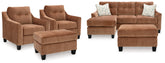 Diamond Furniture - Ashley Furniture - Amity Bay Sofa Chaise Sleeper, 2 Chairs and 2 Ottomans - Sofa Chaise Sleeper, 2 Chairs and 2 Ottomans - 67204U4