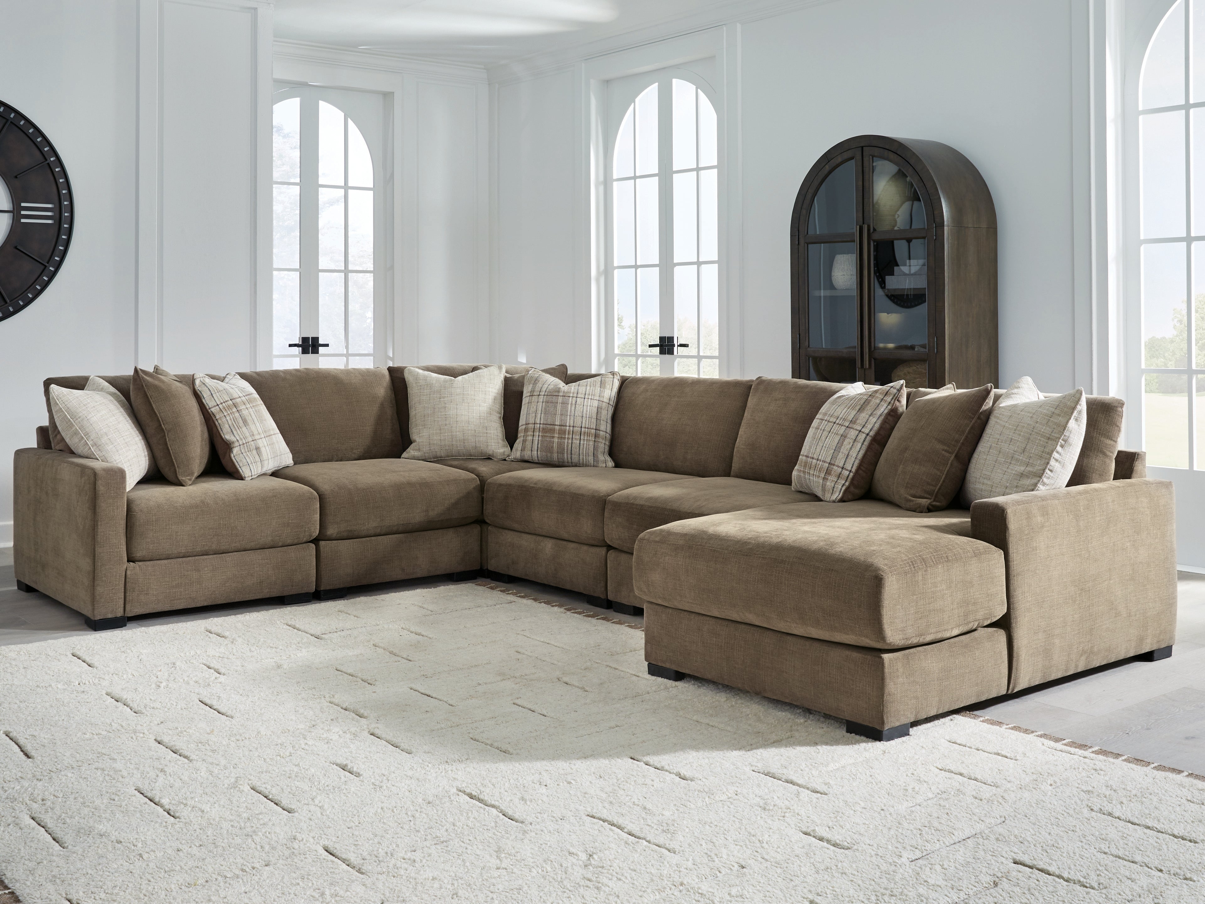 Diamond Furniture - Ashley Furniture - Camellia-Court 6-Piece Sectional with Chaise - 6-Piece Sectional with Chaise - 68207S15
