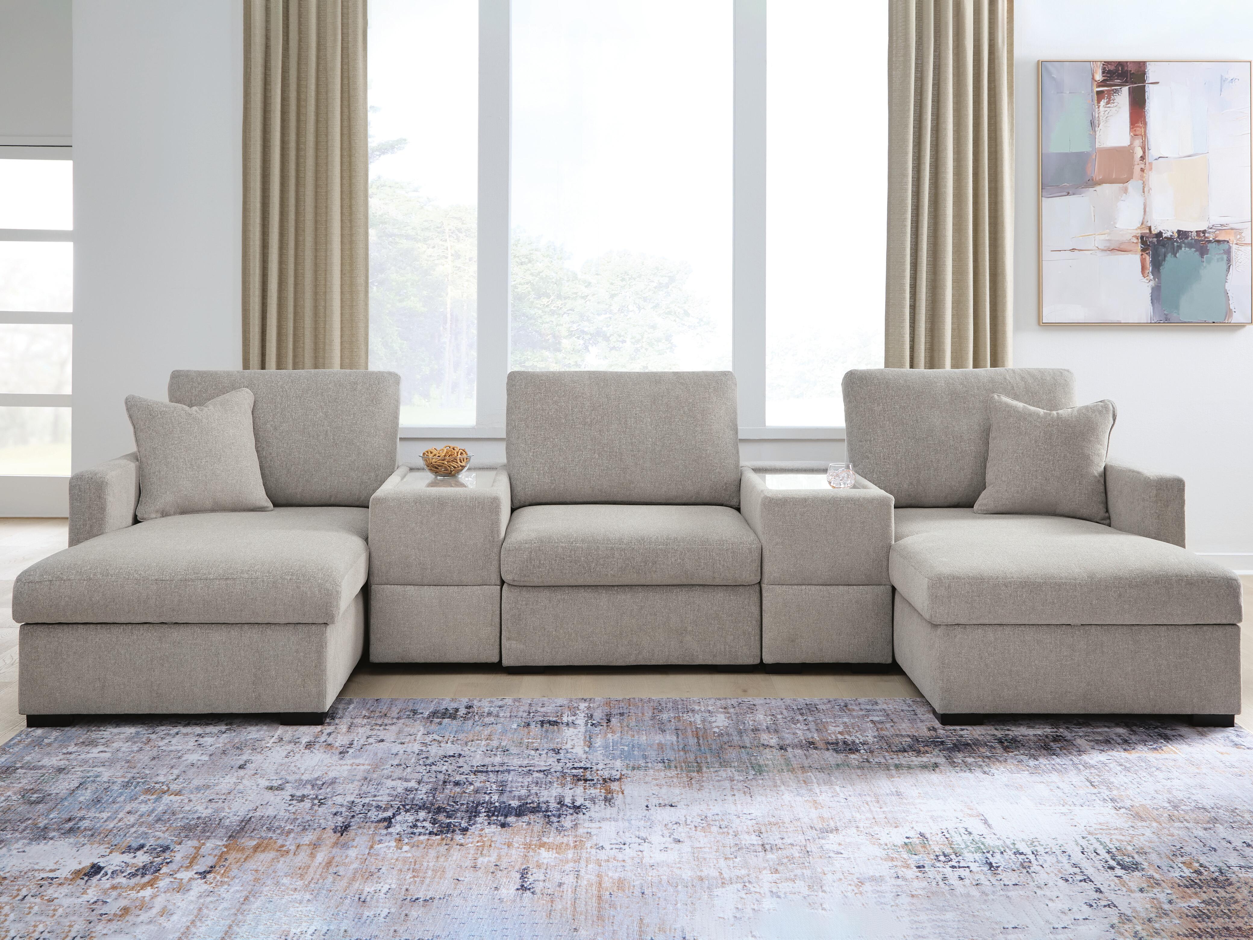 Diamond Furniture - Ashley Furniture - ModMax Luxe 5-Piece Double Chaise Sectional with Storage Consoles - RAF 5-Piece Double Chaise Sectional with Storage Consoles - 68605S38