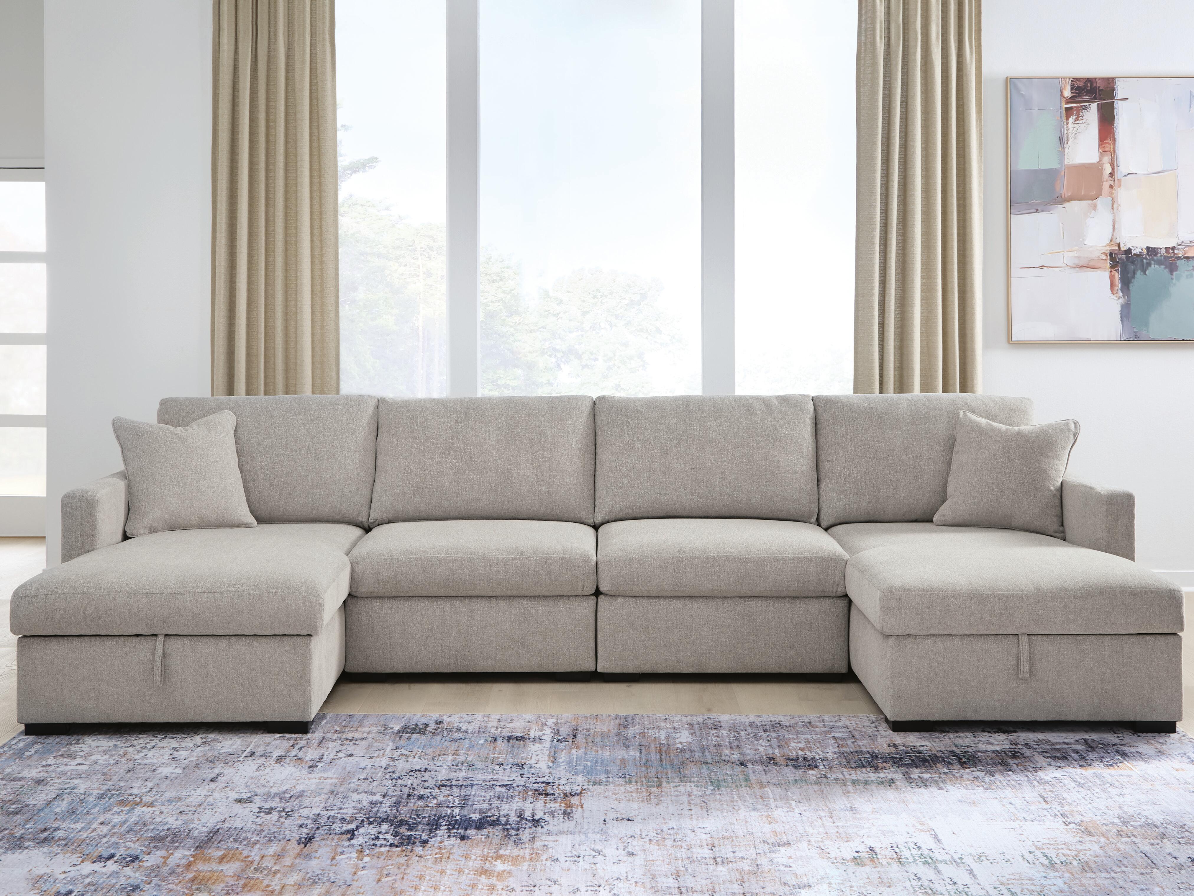 Diamond Furniture - Ashley Furniture - ModMax Luxe 4-Piece Double Storage Chaise Sectional - RAF 4-Piece Double Storage Chaise Sectional - 68605S62