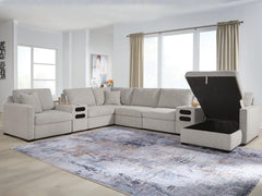 Diamond Furniture - Ashley Furniture - ModMax Luxe 8-Piece Sectional with Storage Chaise and Audio Consoles - RAF 8-Piece Sectional with Storage Chaise and Audio Consoles - 68605S80