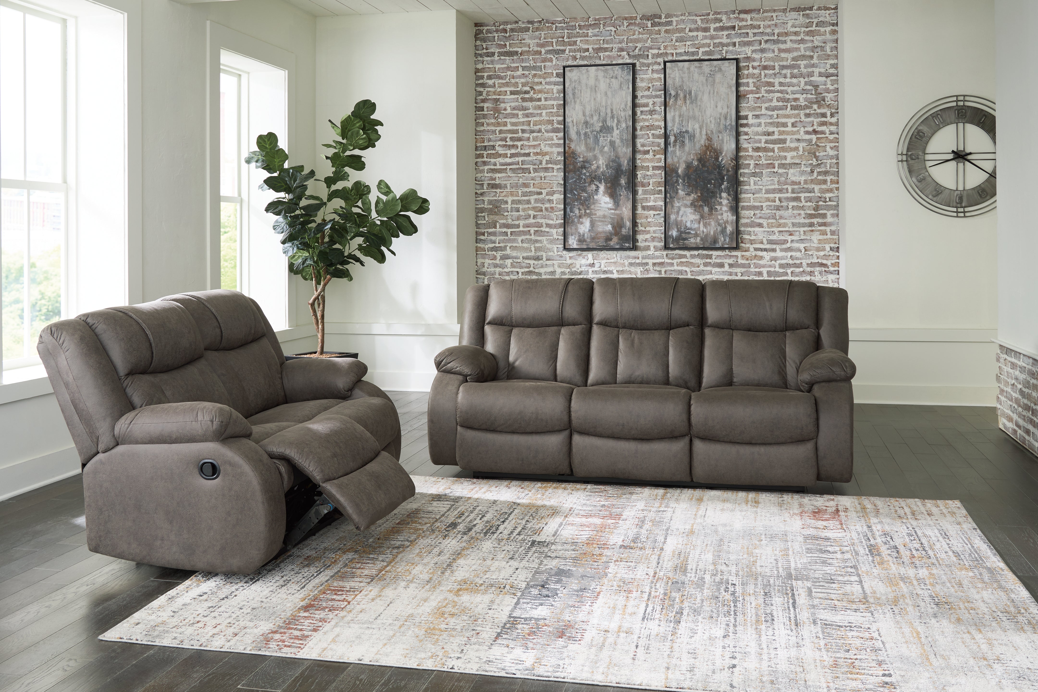Diamond Furniture - Ashley Furniture - First Base Reclining Sofa and Loveseat - Reclining Sofa and Loveseat - 68804U1