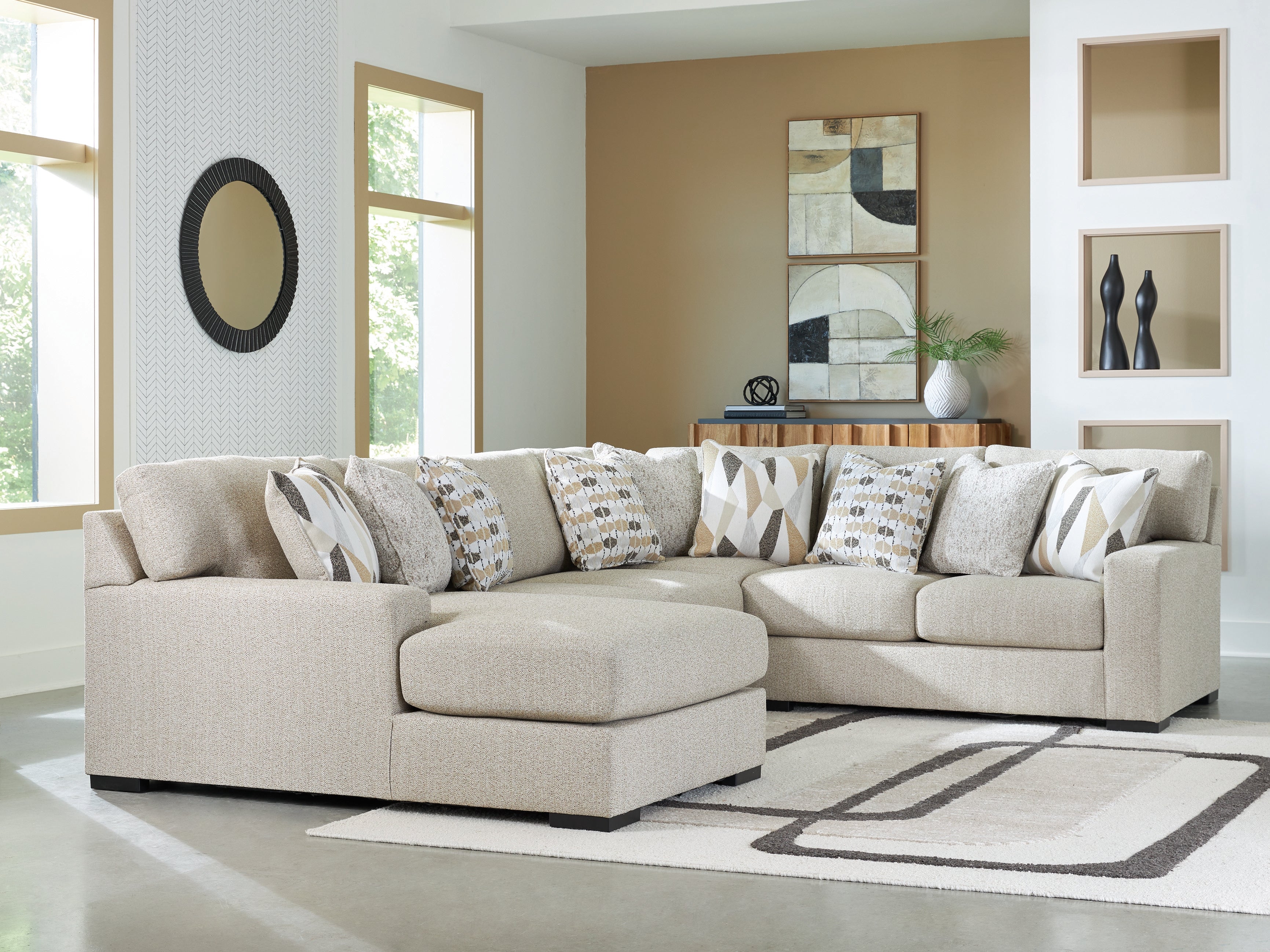 Diamond Furniture - Ashley Furniture - Laurelgrove 4-Piece Sectional with Chaise - RAF 4-Piece Sectional with Chaise - 75105S1