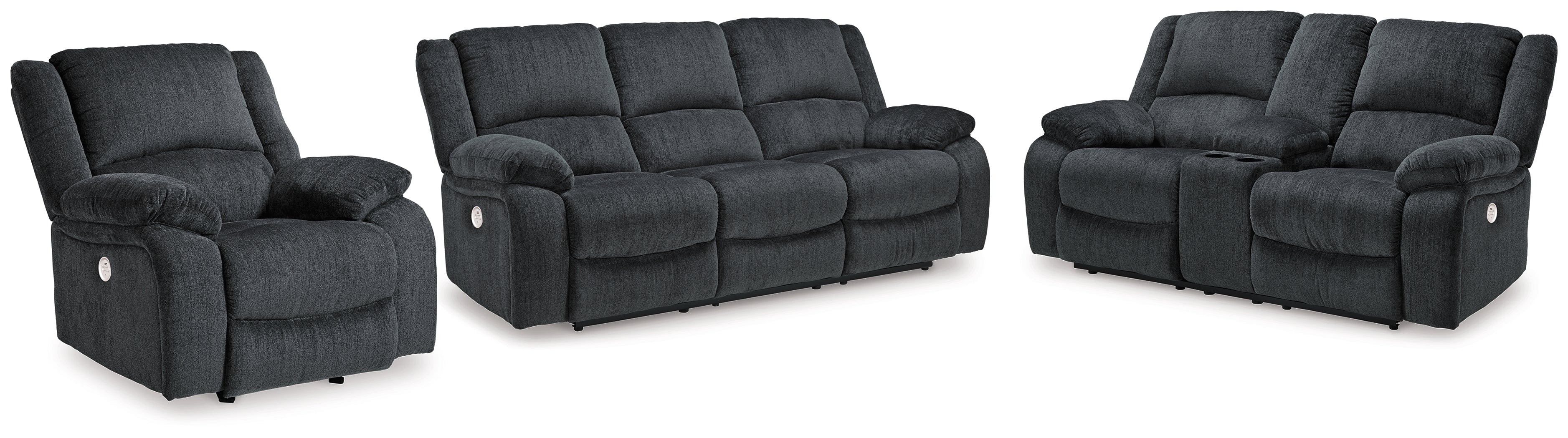 Diamond Furniture - Ashley Furniture - Draycoll Power Reclining Sofa, Loveseat and Recliner - Power Reclining Sofa, Loveseat and Recliner - 76504U5