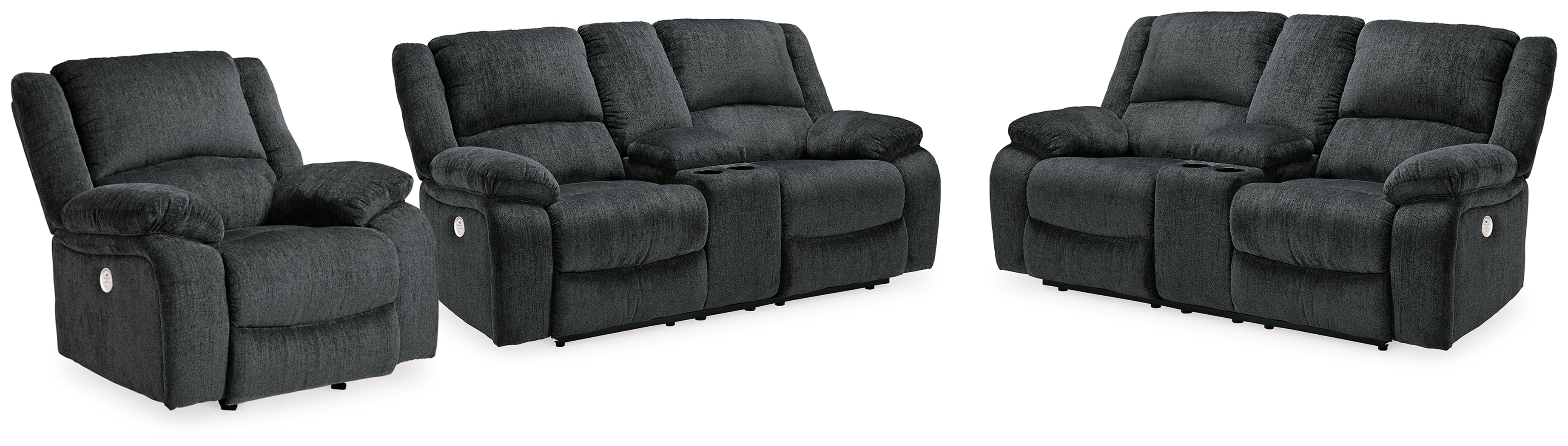 Diamond Furniture - Ashley Furniture - Draycoll 2 Power Reclining Loveseats and Recliner - 2 Power Reclining Loveseats and Recliner - 76504U6