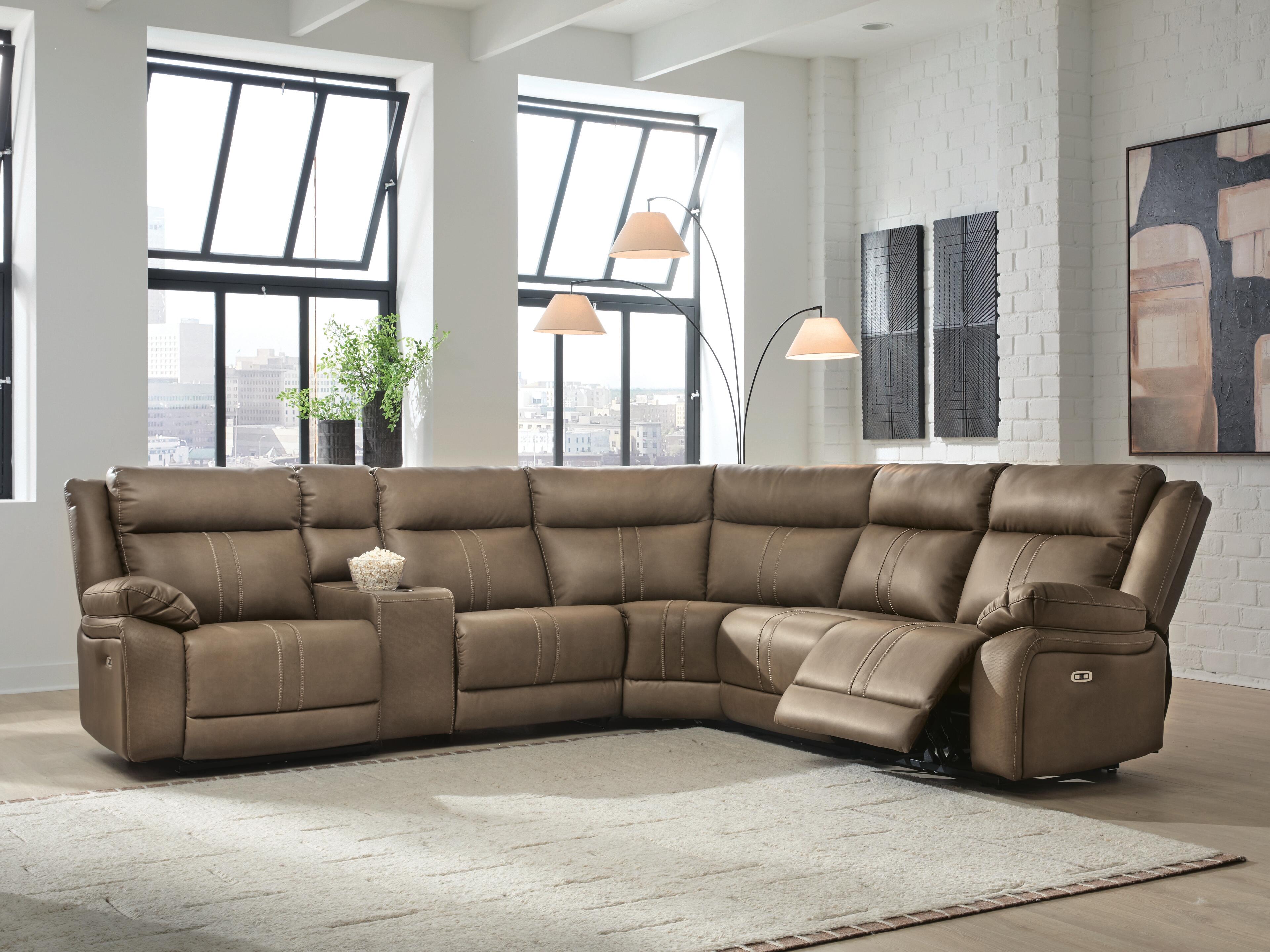 Diamond Furniture - Ashley Furniture - Max-Momentum 6-Piece Power Reclining Sectional with Audio Console - 6-Piece Power Reclining Sectional with Audio Console - PC82305S9