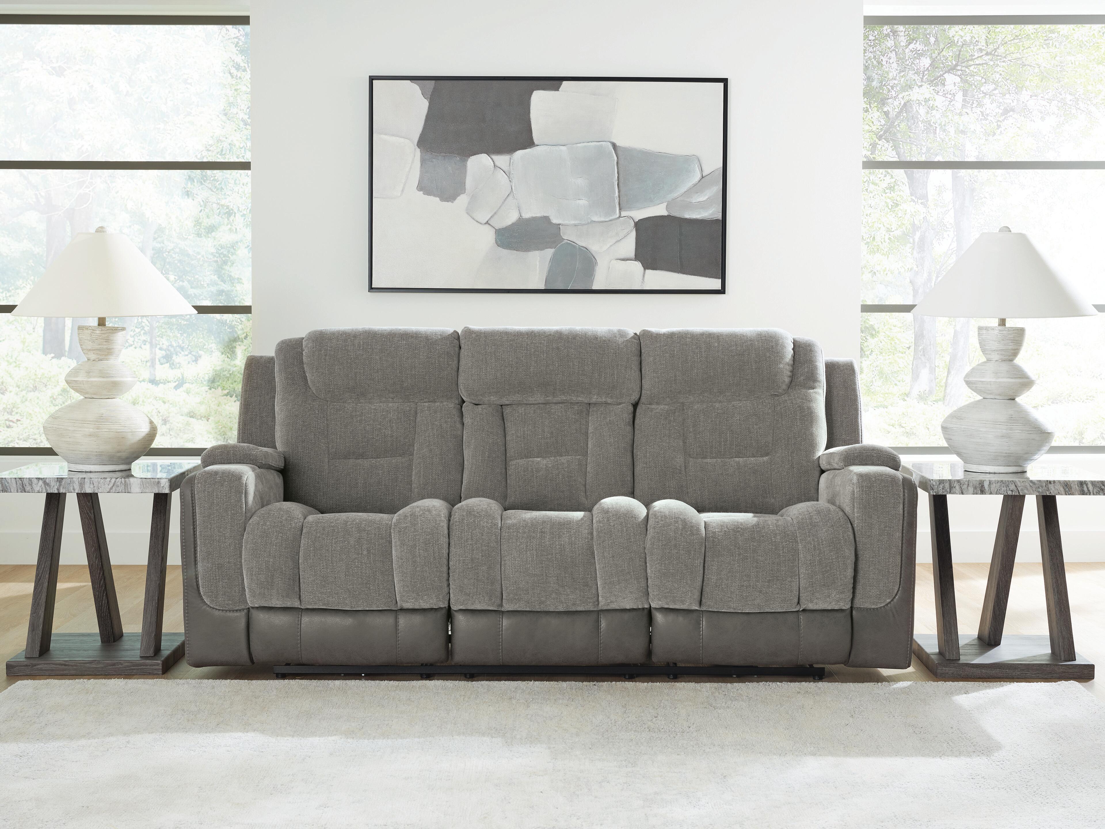 Diamond Furniture - Ashley Furniture - Mixed Motion Power Reclining Sofa - PWR REC Sofa with ADJ Headrest - PC8350515