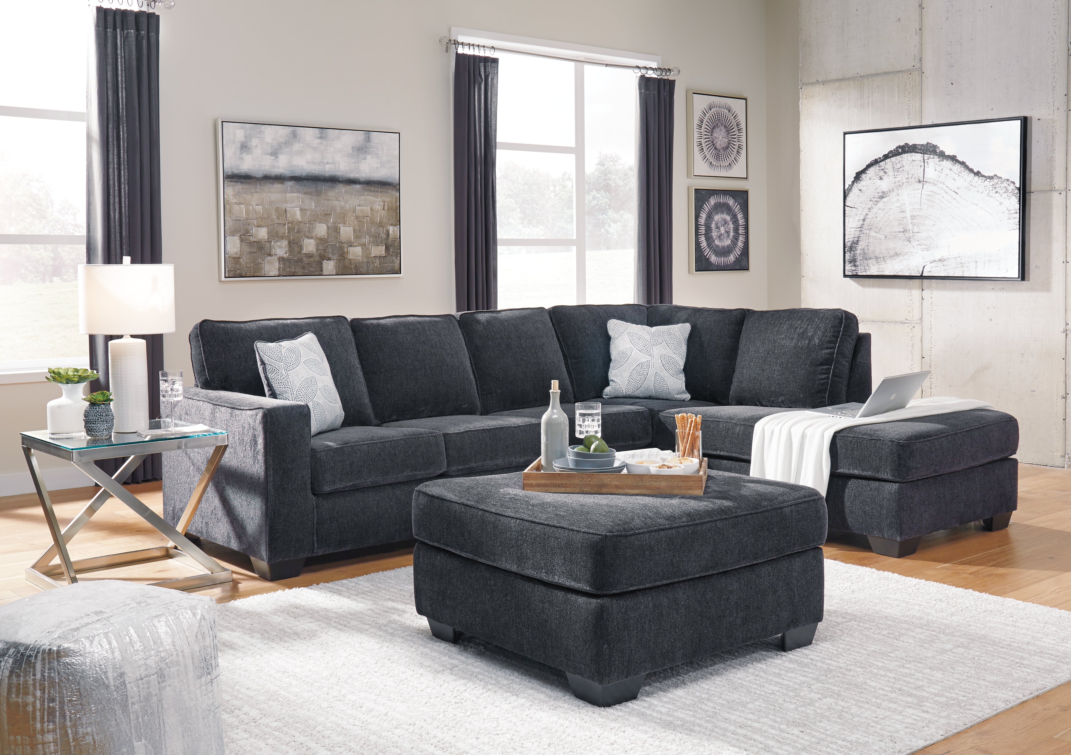 Diamond Furniture - Ashley Furniture - Altari 2-Piece Sectional and Ottoman - 2-Piece Sectional and Ottoman - 87213U7
