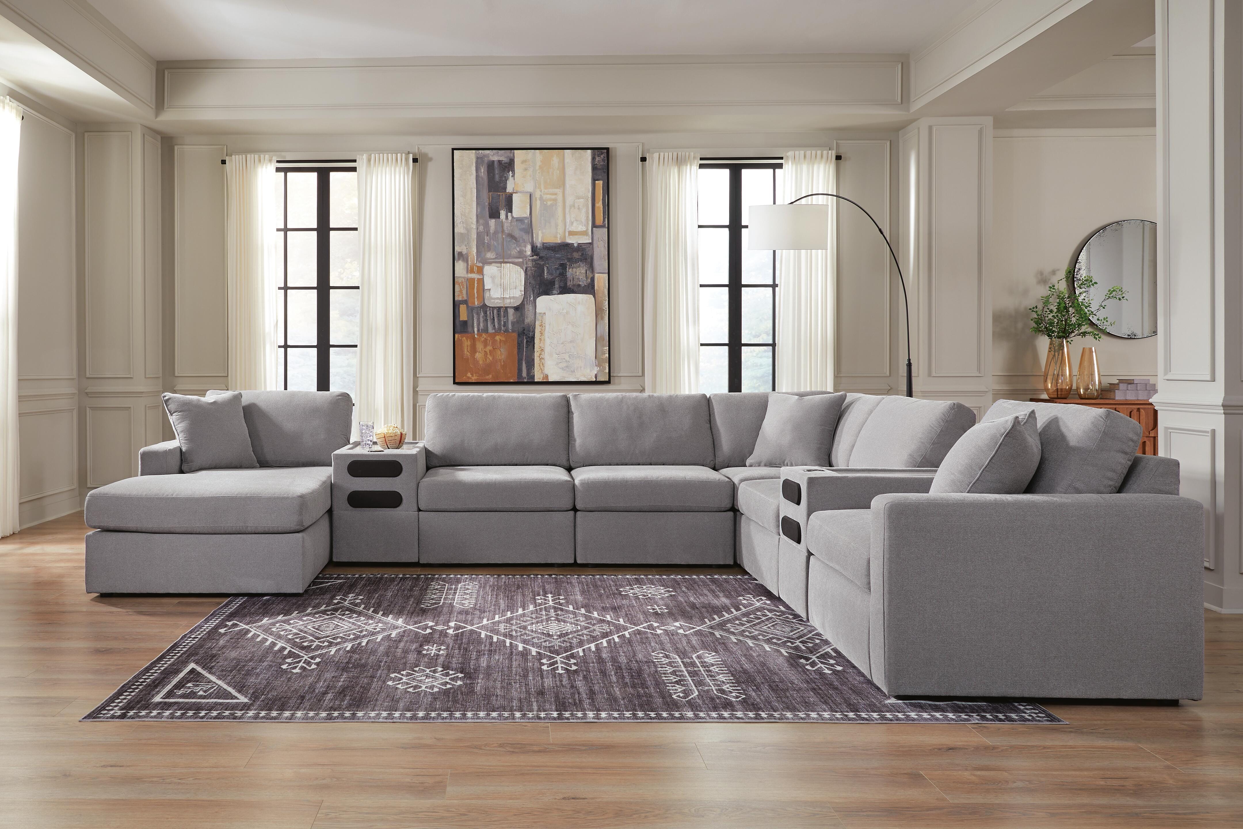 Diamond Furniture - Ashley Furniture - Modmax 8-Piece Sectional with Storage Chaise and Audio Consoles - RAF 8-Piece Sectional with Storage Chaise and Audio Consoles - 92104S97
