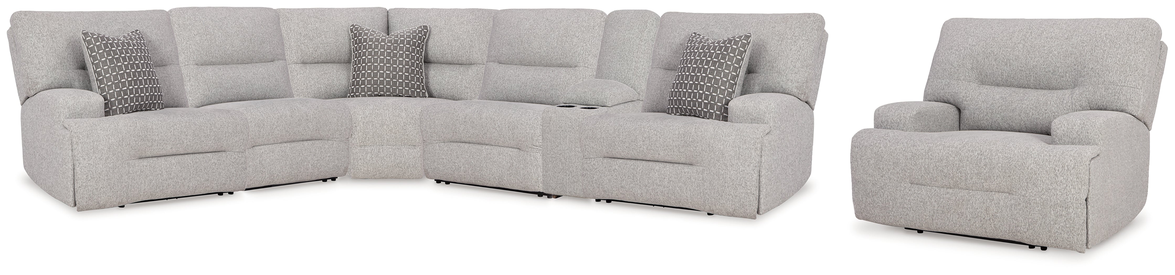 Diamond Furniture - Ashley Furniture - Acklen Place 6-Piece Power Reclining Sectional and Power Recliner - 6-Piece Power Reclining Sectional and Power Recliner - 93605S8