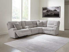 Diamond Furniture - Ashley Furniture - Acklen Place 5-Piece Power Reclining Sectional with Storage Console - 5-Piece Power Reclining Sectional with Storage Console - 93605S19