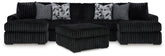 Diamond Furniture - Ashley Furniture - Midnight-Madness 3-Piece Sectional with Double Chaise and Ottoman - 3-Piece Sectional with Double Chaise and Ottoman - 98103U8