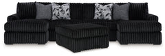 Diamond Furniture - Ashley Furniture - Midnight-Madness 3-Piece Sectional with Double Chaise and Ottoman - 3-Piece Sectional with Double Chaise and Ottoman - 98103U8