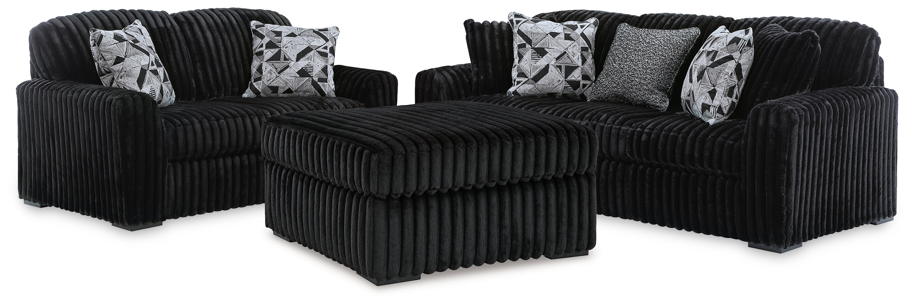 Diamond Furniture - Ashley Furniture - Midnight-Madness Sofa, Loveseat and Oversized Ottoman - Sofa, Loveseat and Oversized Ottoman - 98103U13