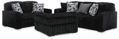 Diamond Furniture - Ashley Furniture - Midnight-Madness Sofa, Loveseat and Oversized Ottoman - Sofa, Loveseat and Oversized Ottoman - 98103U13