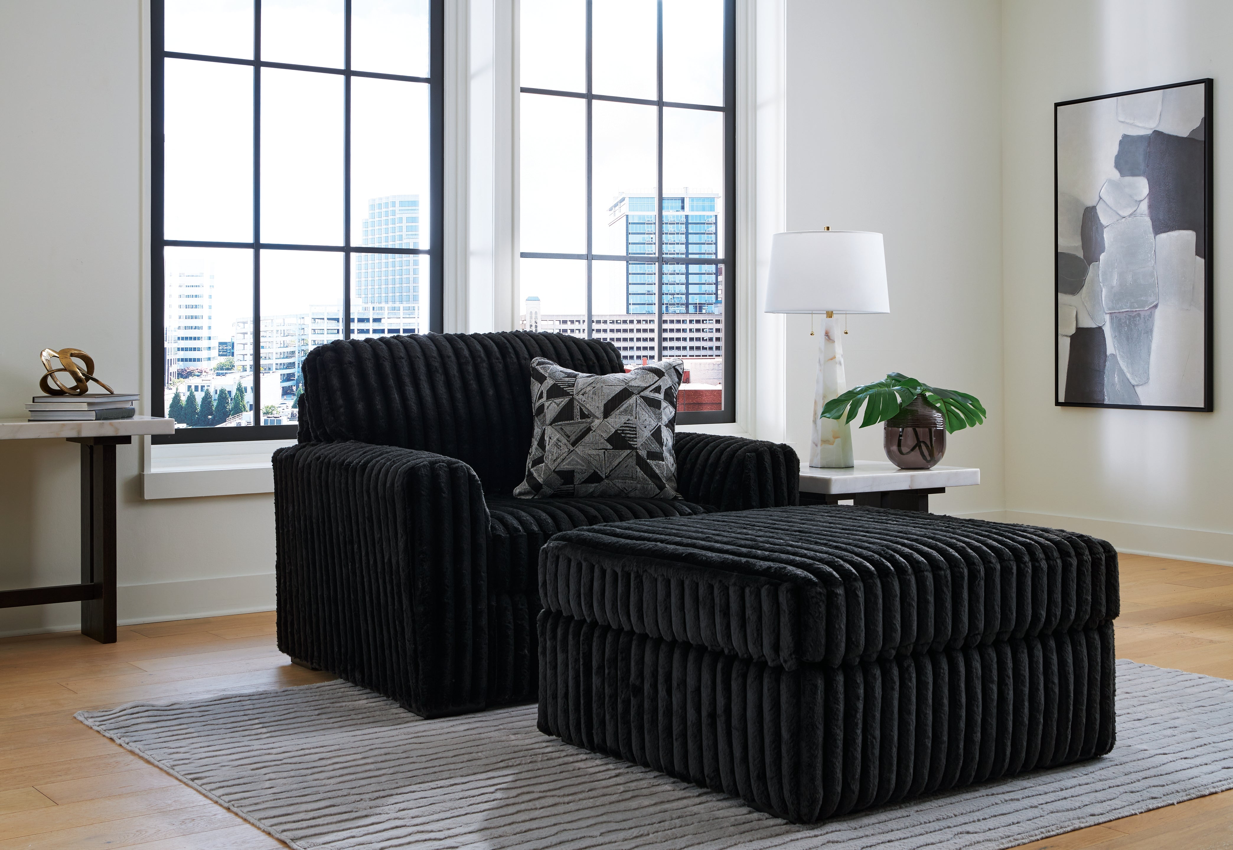 Diamond Furniture - Ashley Furniture - Midnight-Madness Oversized Chair and Ottoman - Oversized Chair and Ottoman - 98103U15
