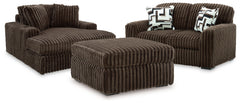 Diamond Furniture - Ashley Furniture - Midnight-Madness Loveseat, Oversized Chaise and Ottoman - Loveseat, Oversized Chaise and Ottoman - 98104U3