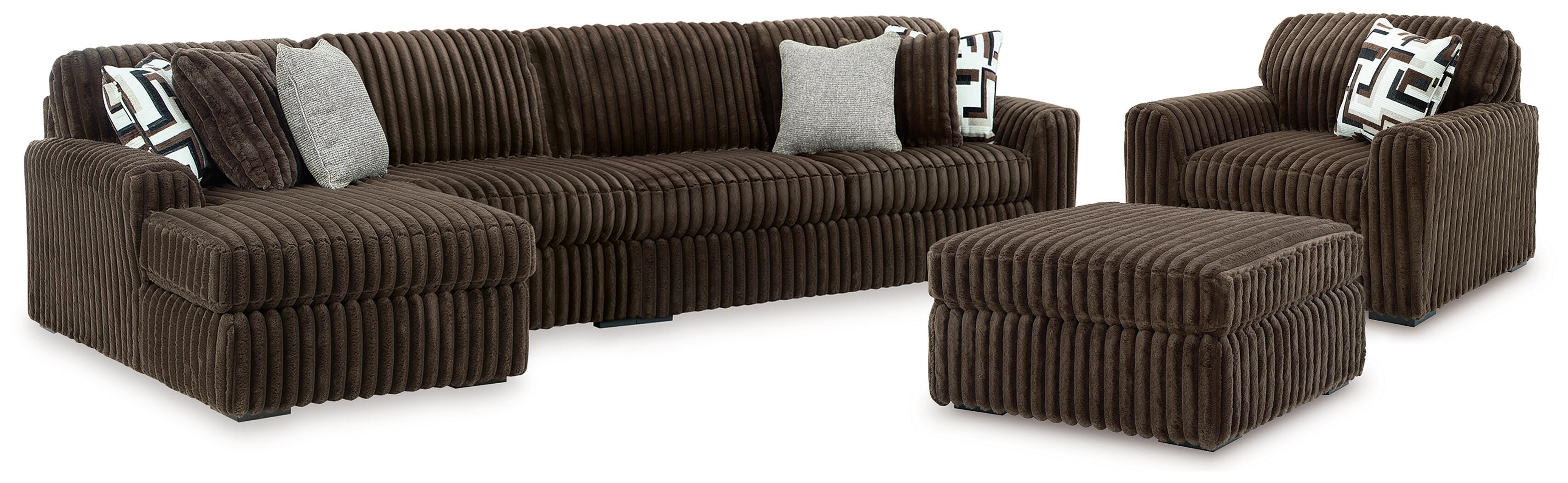 Diamond Furniture - Ashley Furniture - Midnight-Madness 3-Piece Sectional, Oversized Chair and Ottoman - 3-Piece Sectional, Oversized Chair and Ottoman - 98104U10